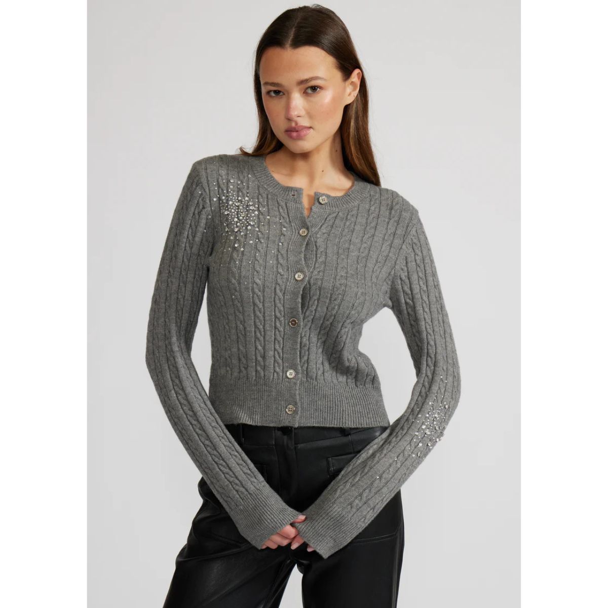 Lucy Paris Elton Crystal Cardigan — Grey