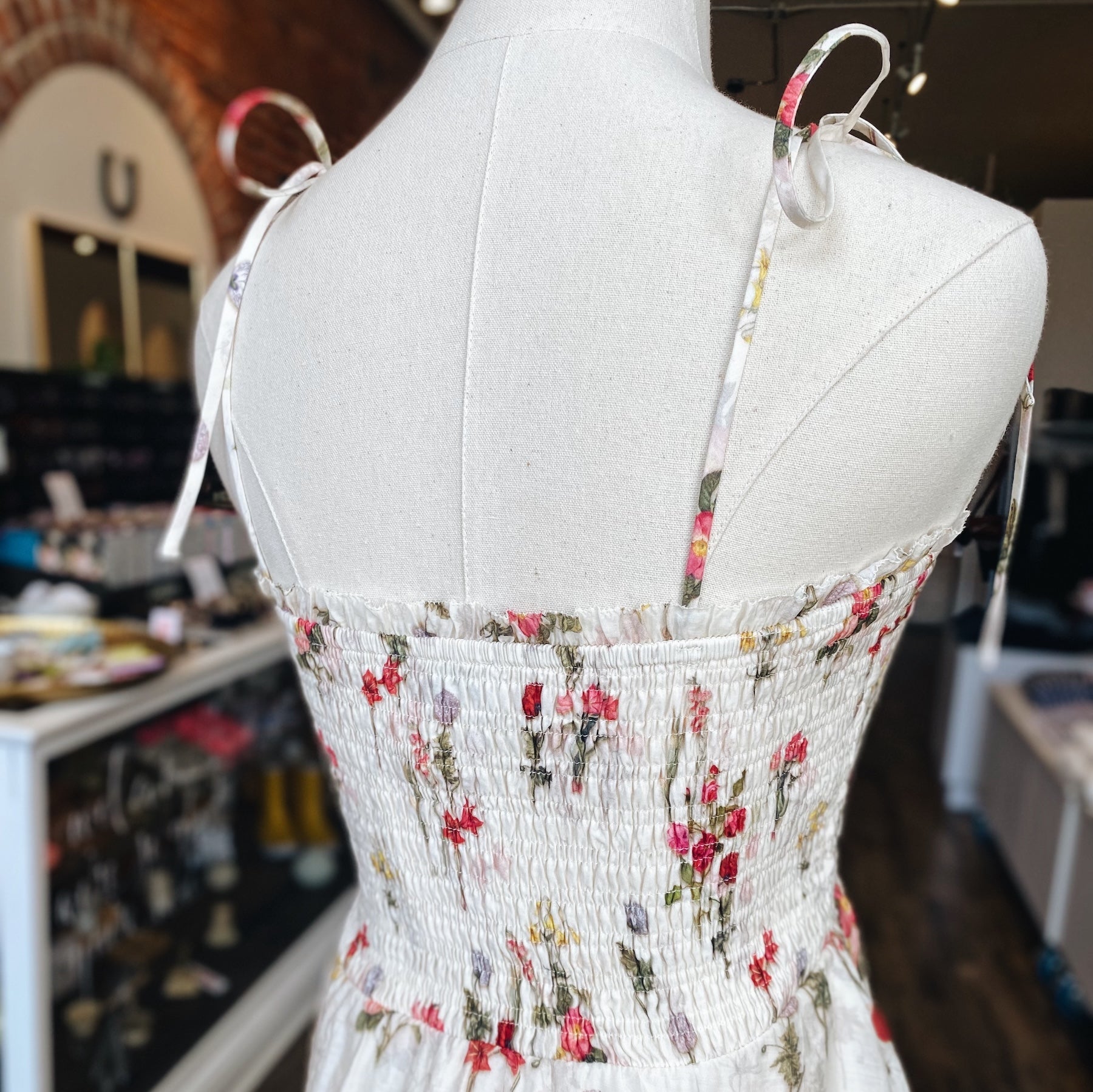 Lucy Paris Olive Tiered Dress — Ivory Floral