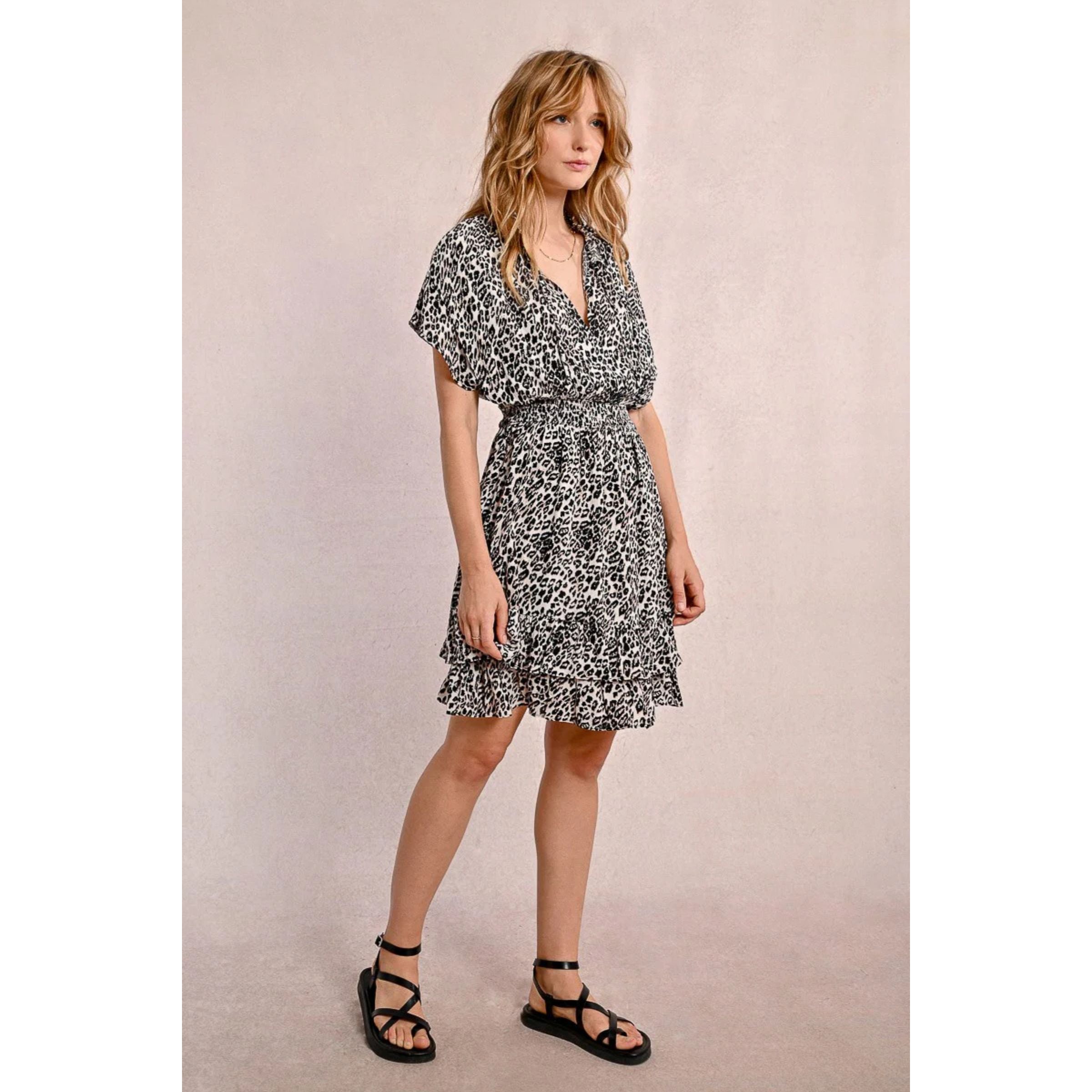 Short Ruffled Dress — Leopard