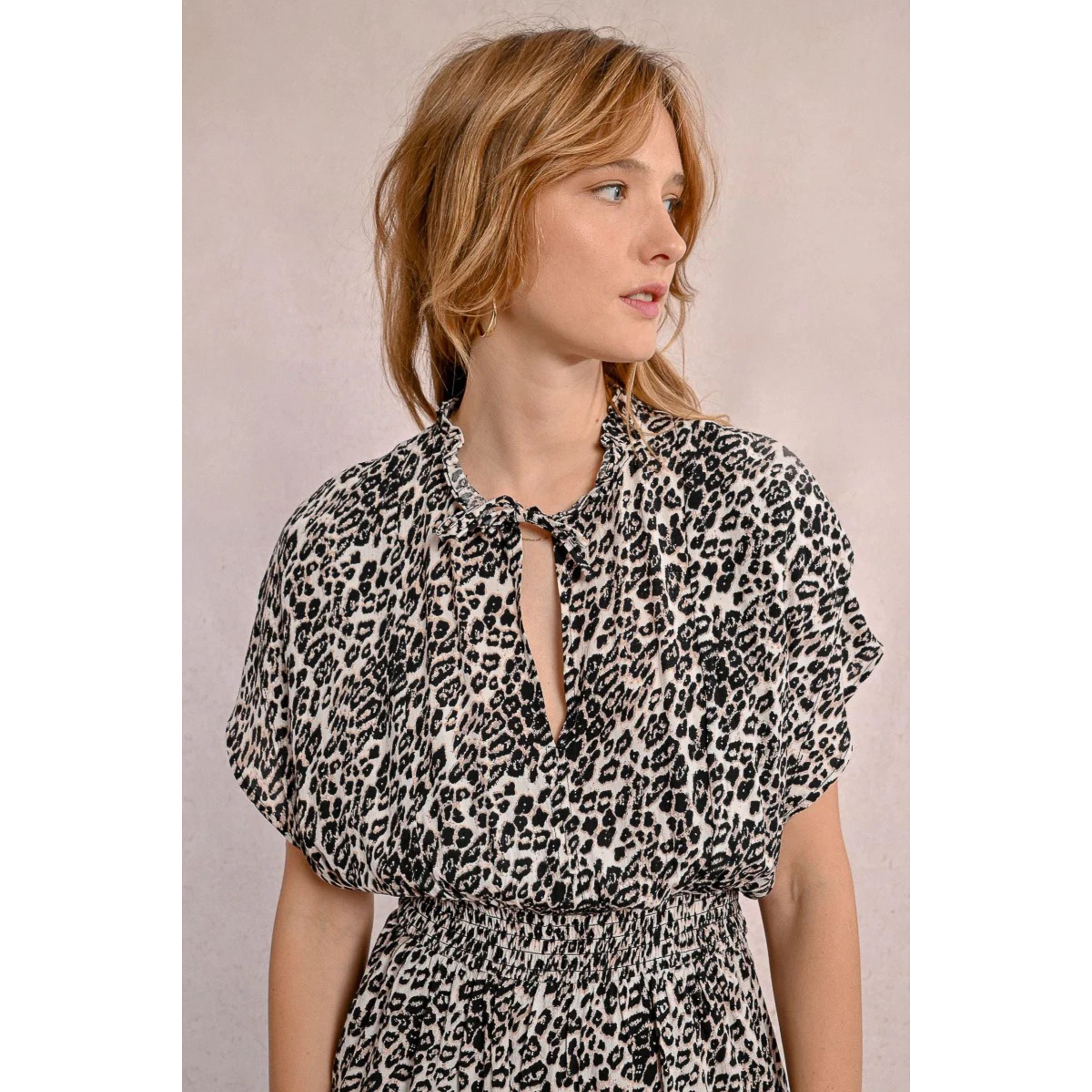 Short Ruffled Dress — Leopard