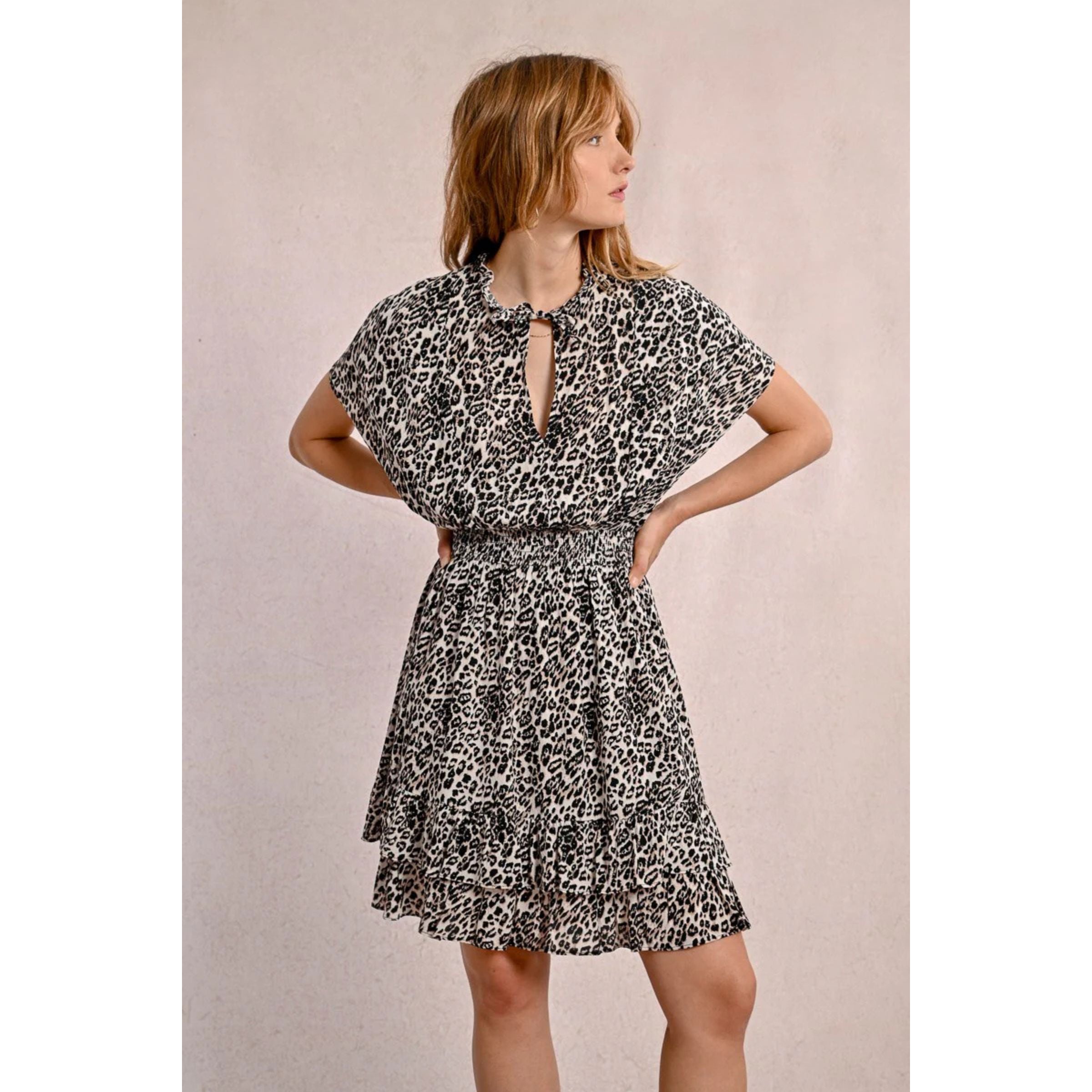 Short Ruffled Dress — Leopard