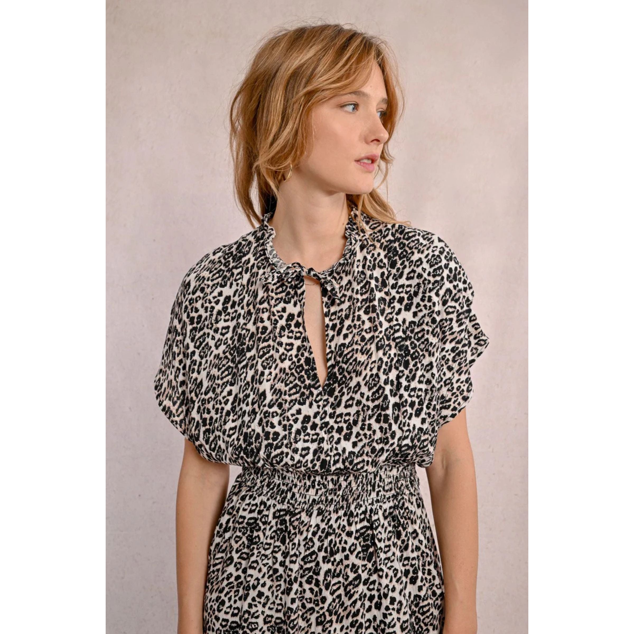 Short Ruffled Dress — Leopard