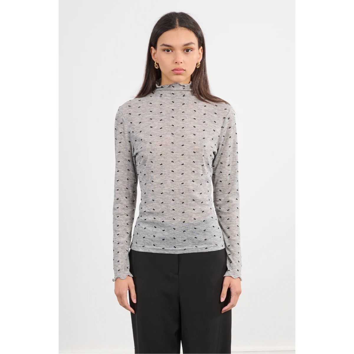 Bow Print Undershirt — Grey