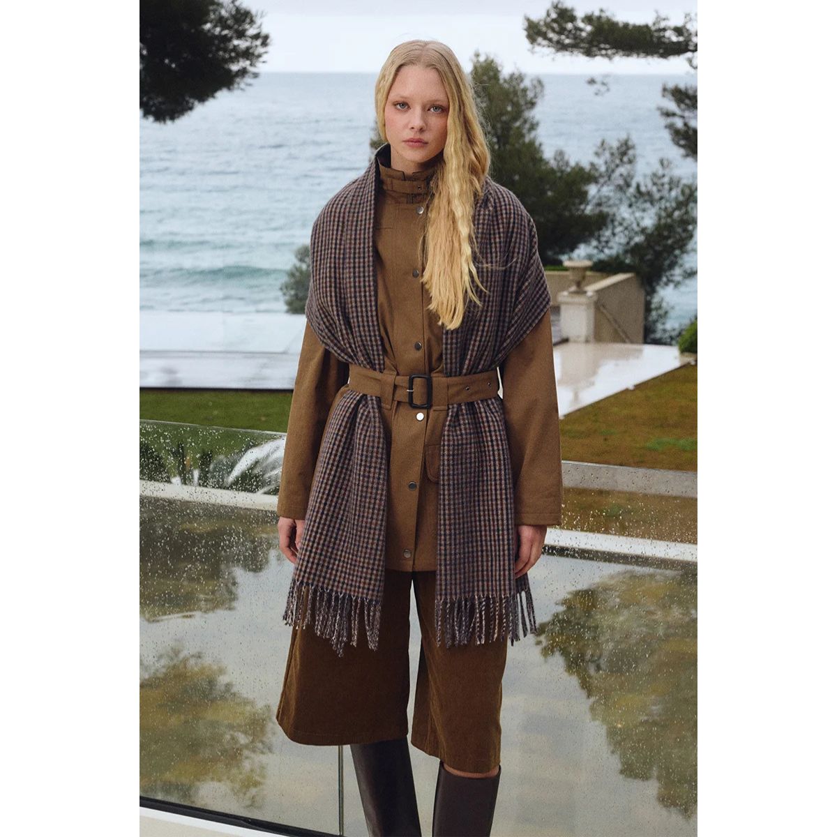 Checked Scarf - Brown - Public Mercantile