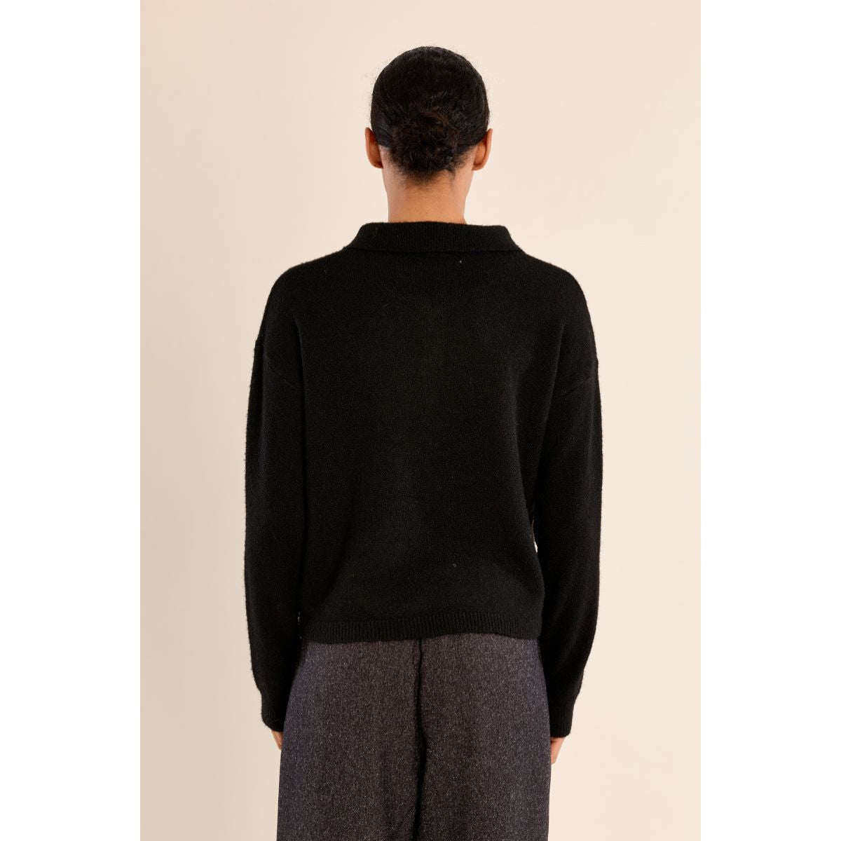 Collared Button Sweater — Black - Public Mercantile