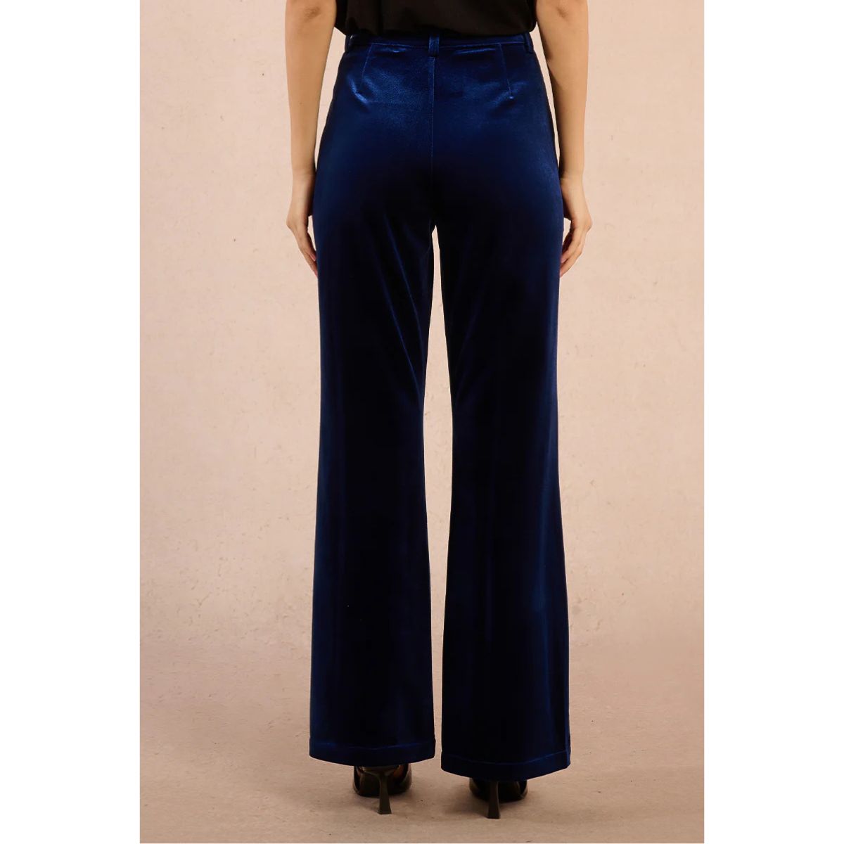 Flared Velvet Trousers — Cobalt Blue
