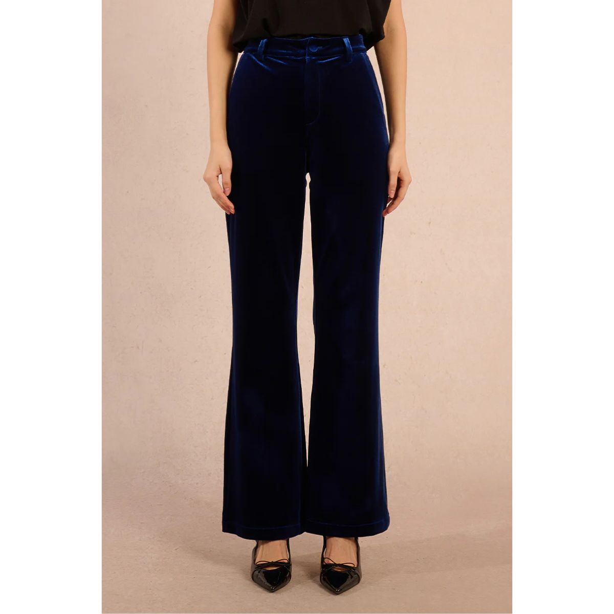 Flared Velvet Trousers — Cobalt Blue