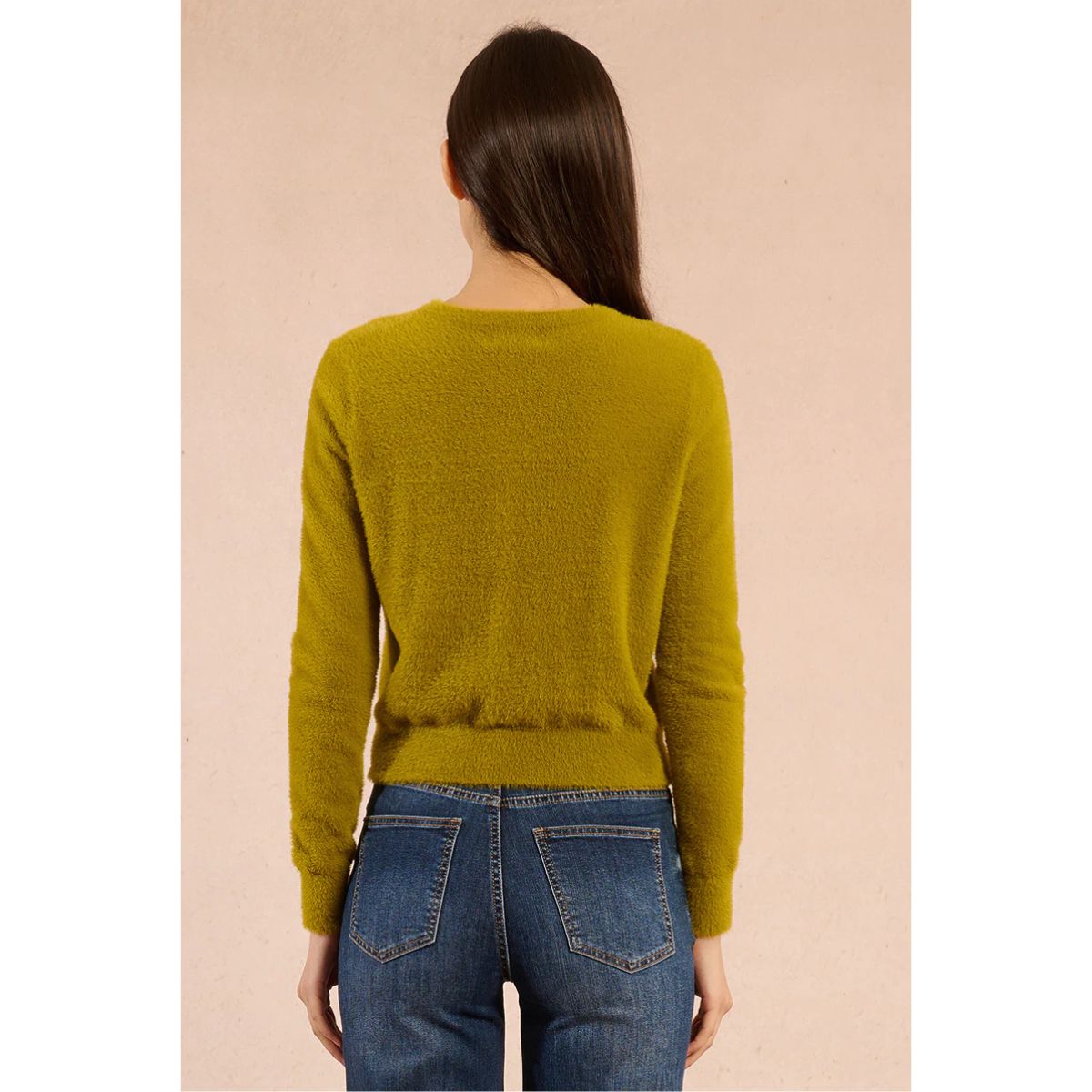 Knitted Button-up Cardigan — Citron Green