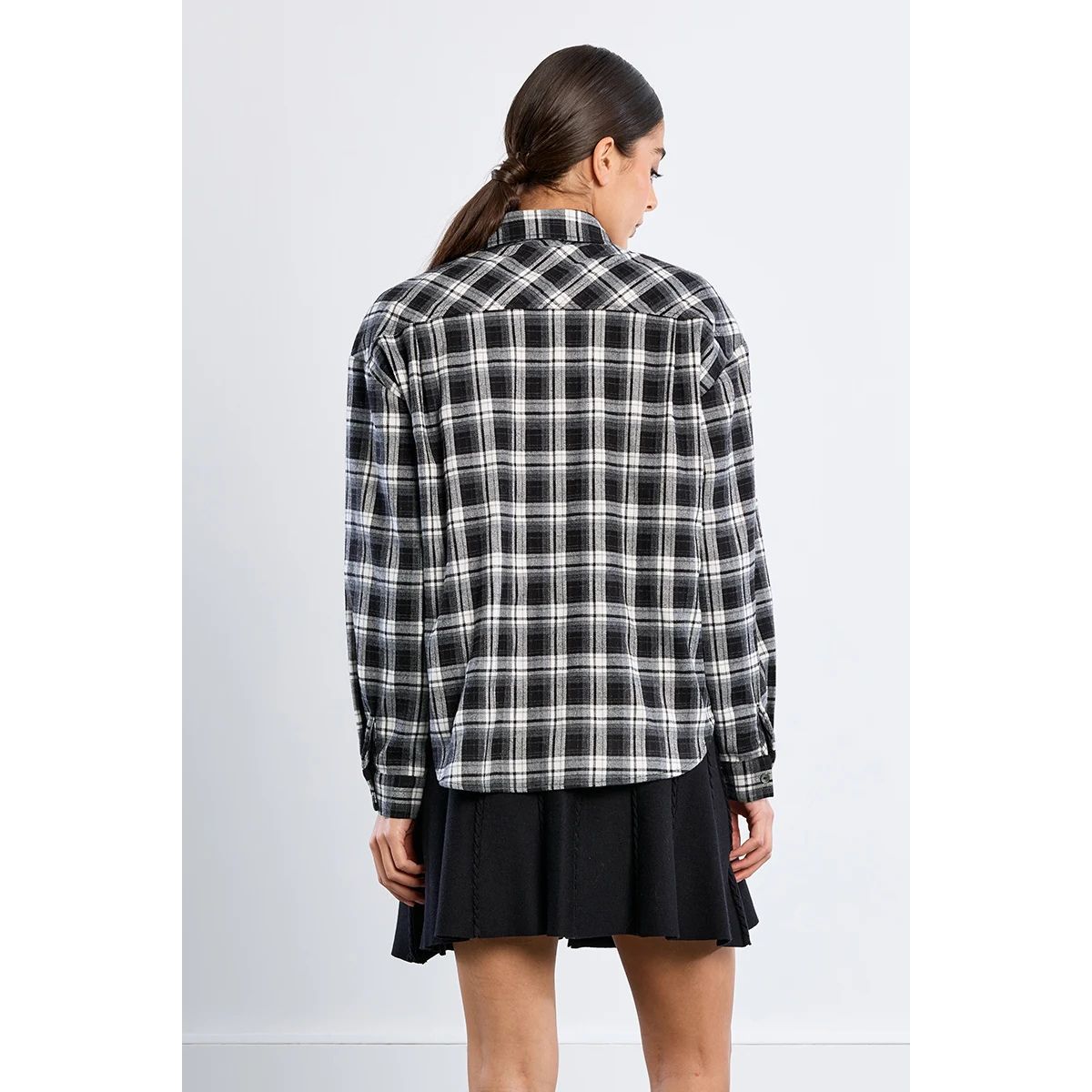 Oversized Plaid Shirt — Black - Public Mercantile