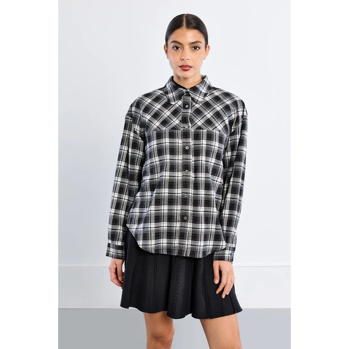 Oversized Plaid Shirt — Black - Public Mercantile