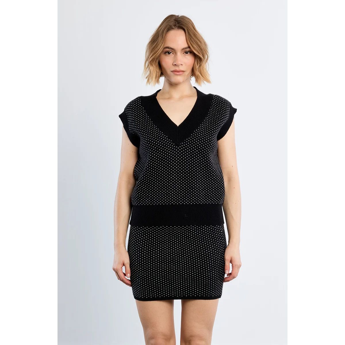 Polka Dot Sweater Vest — Black - Public Mercantile