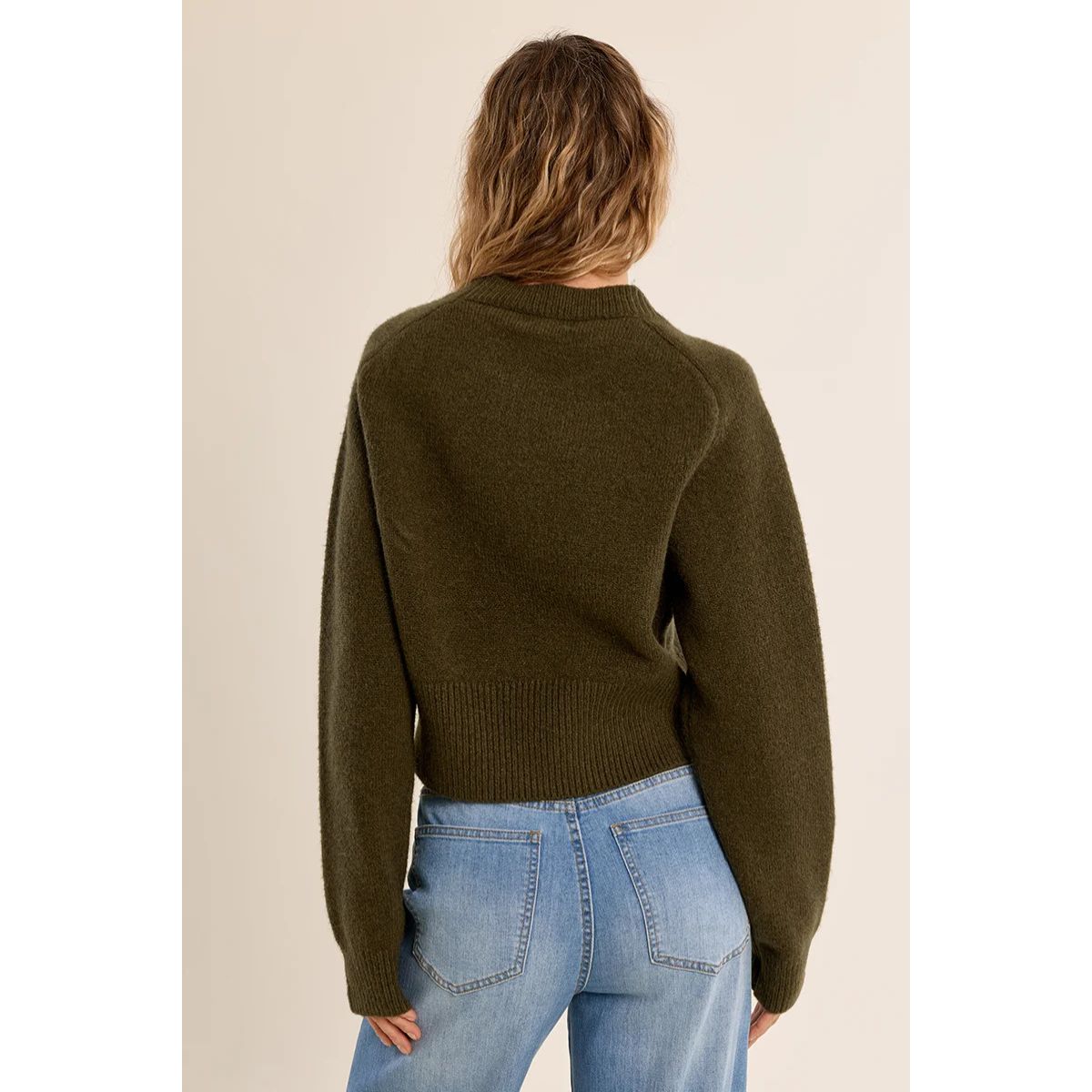 Ribbed Crop Sweater — Khaki - Public Mercantile