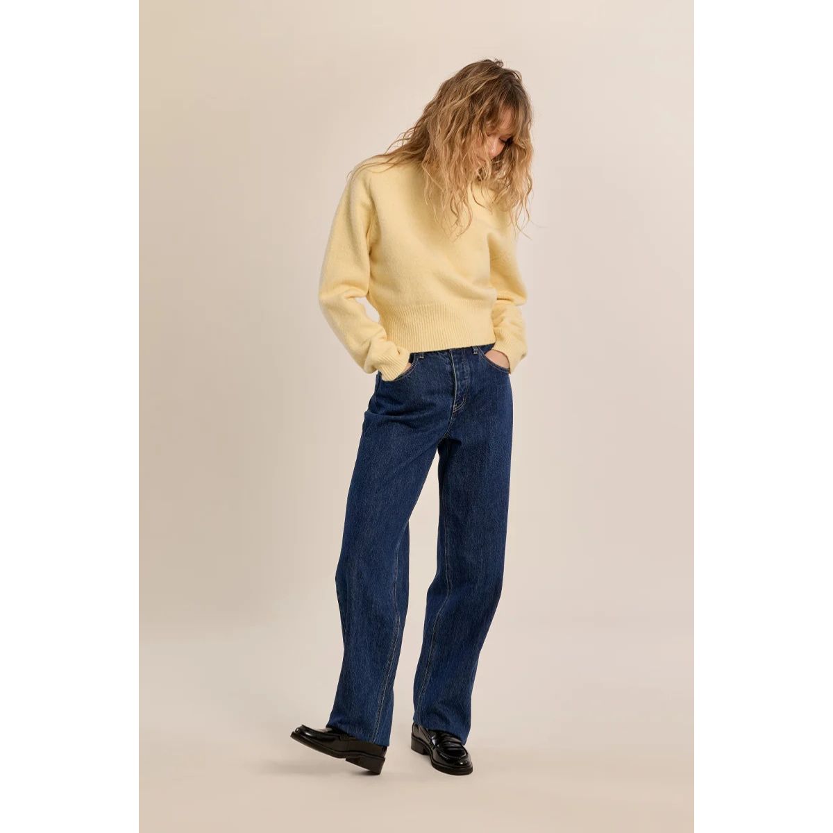 Ribbed Crop Sweater — Yellow - Public Mercantile