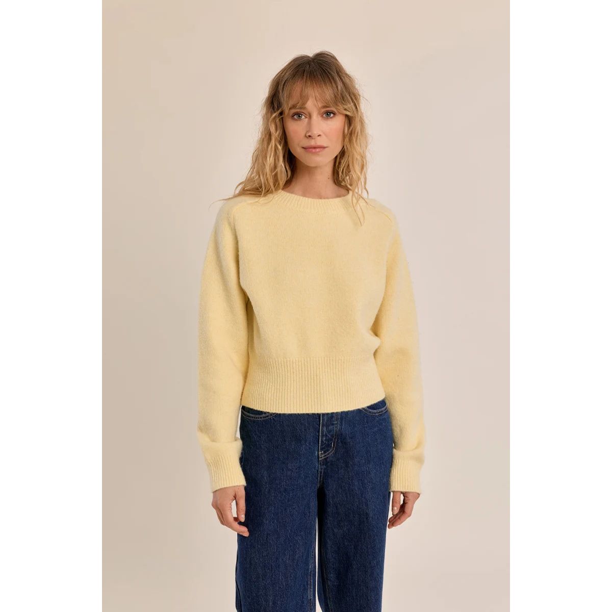 Ribbed Crop Sweater — Yellow - Public Mercantile