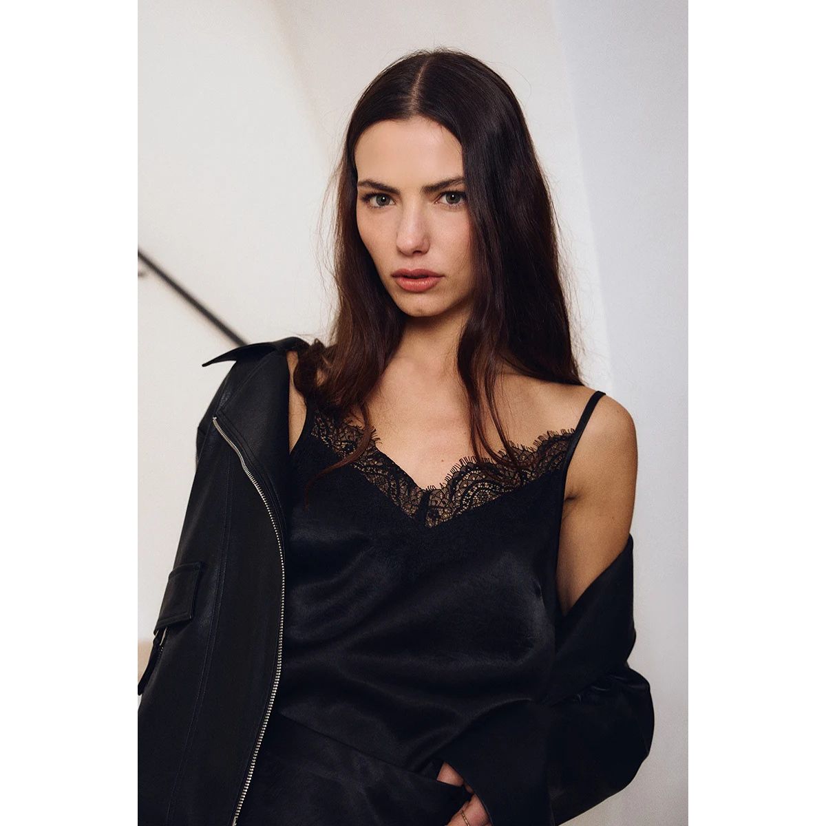 Satin Lace Camisole — Black - Public Mercantile