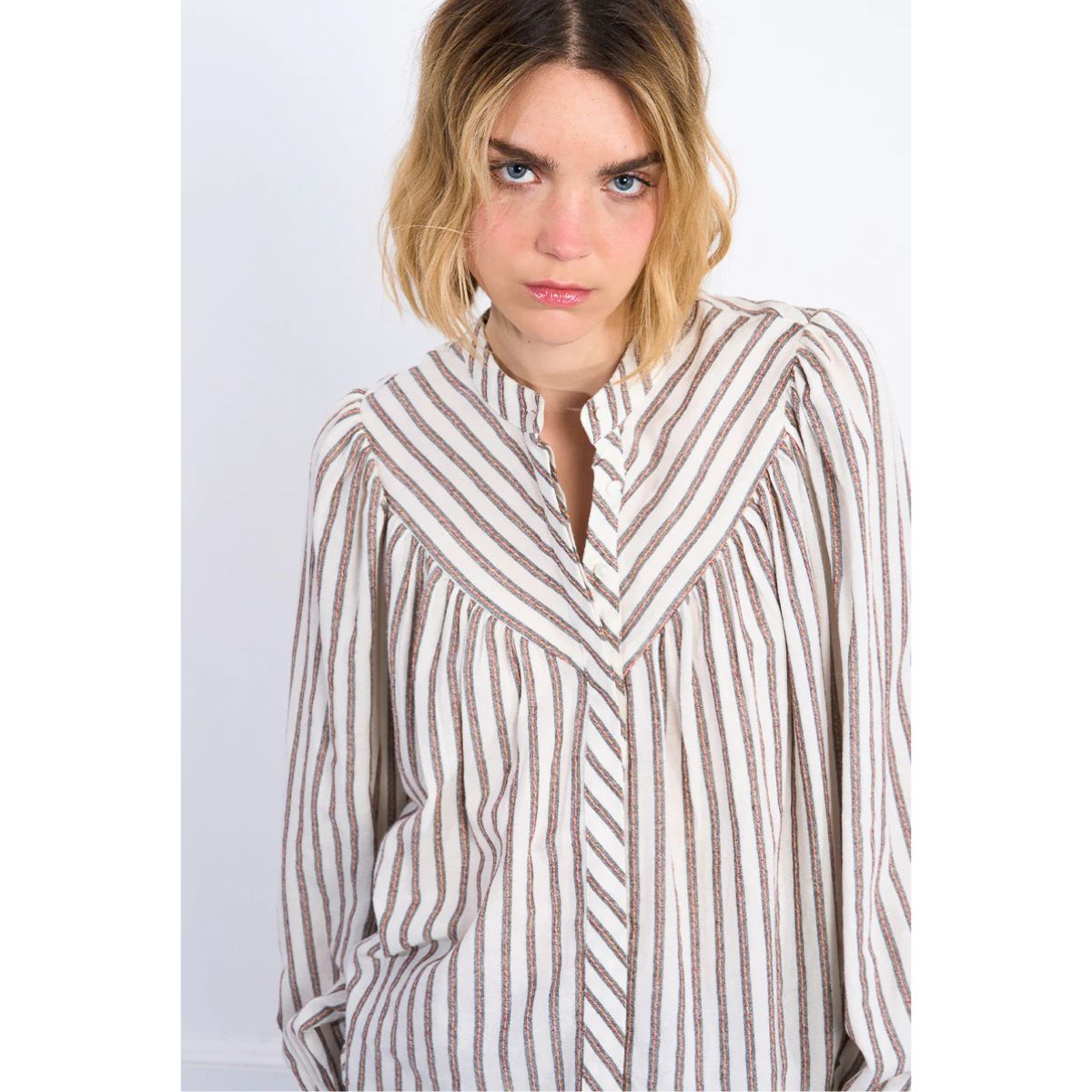 Striped Cotton Shirt — Ecru