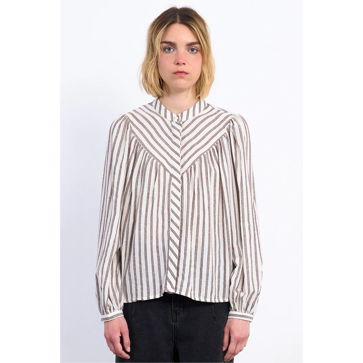 Striped Cotton Shirt — Ecru