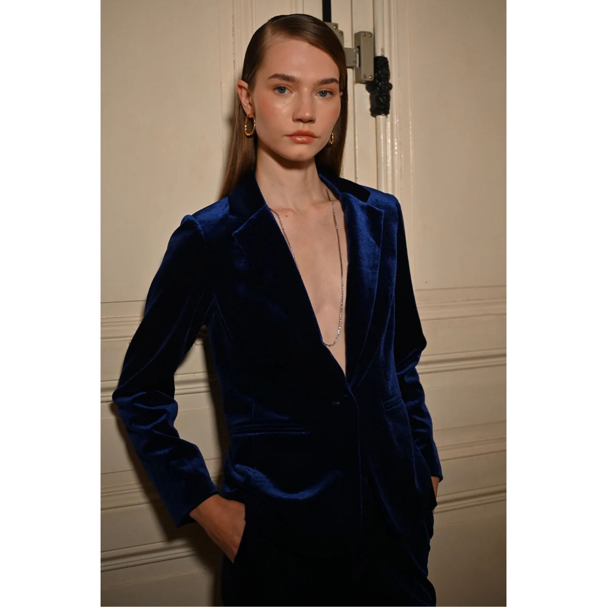 Velvet Jacket — Cobalt Blue