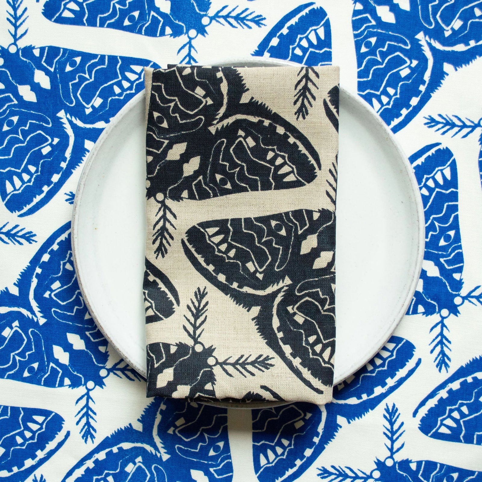 Moth Patterned Linen Napkins — Set of 2 - Public Mercantile