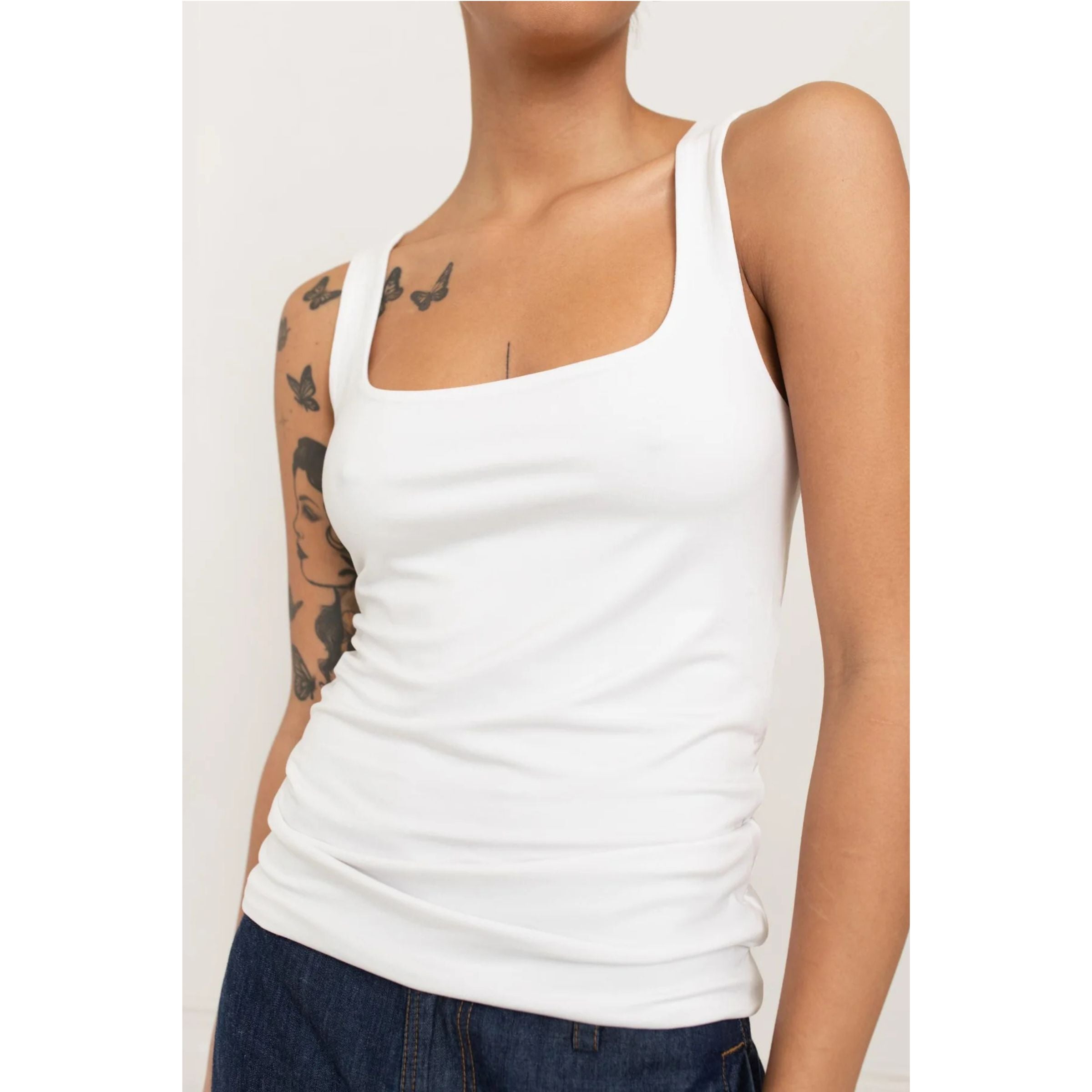 Paper Label Alina Double-Layered Tank — White