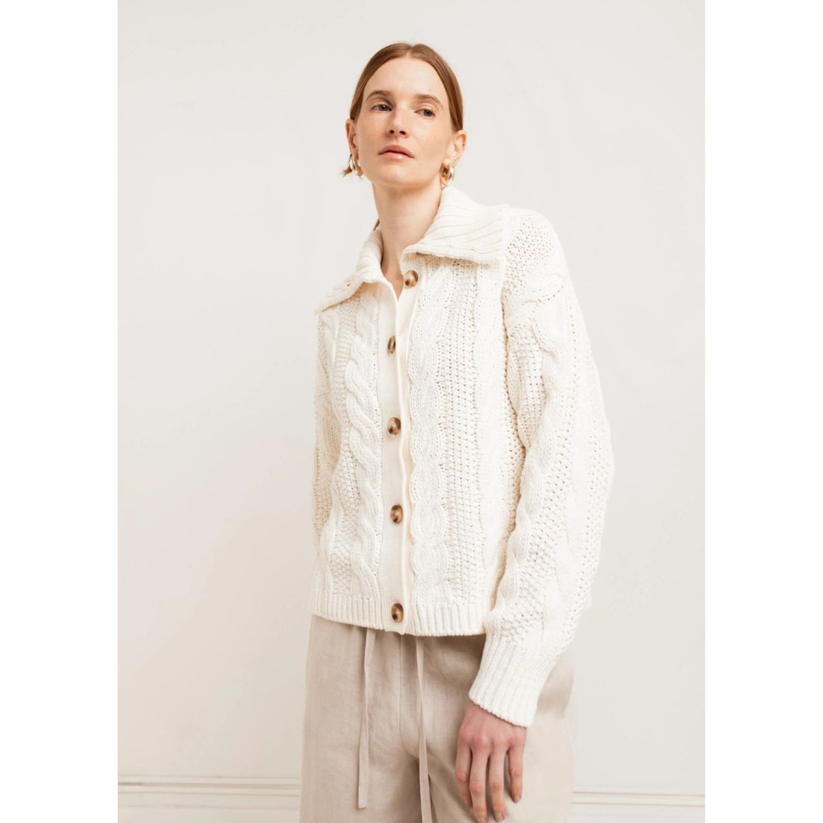 Paper Label Leni Cotton Cardigan — Gardenia - Public Mercantile