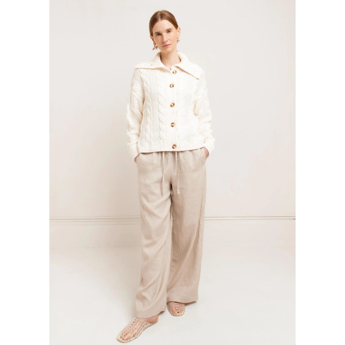 Paper Label Leni Cotton Cardigan — Gardenia - Public Mercantile