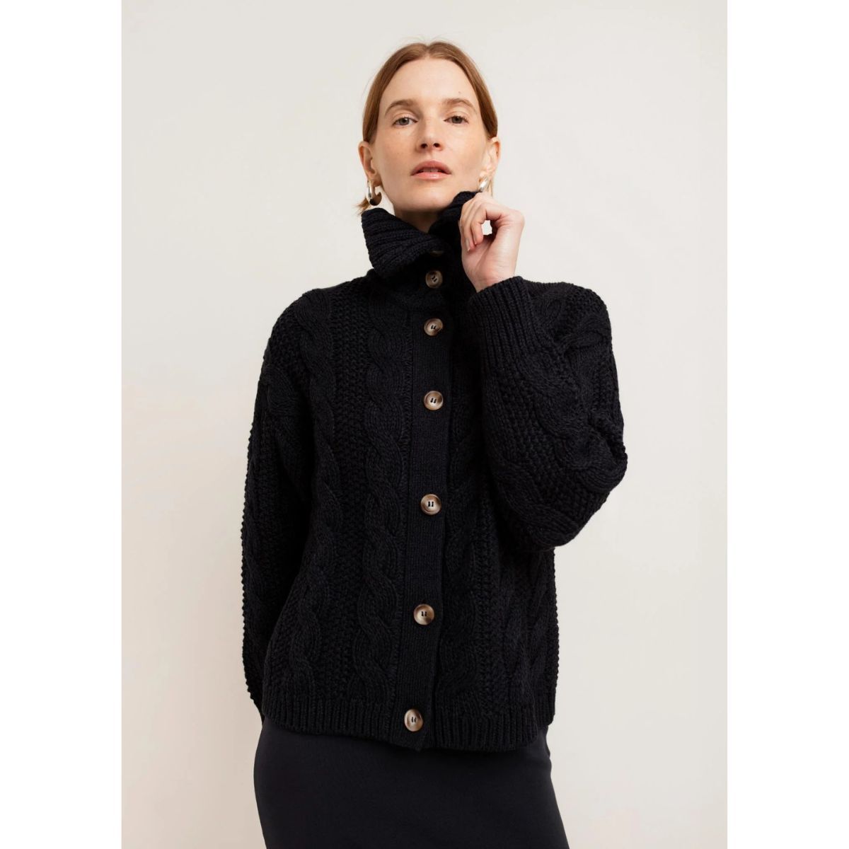 Paper Label Leni Cotton Cardigan — Midnight Blue - Public Mercantile