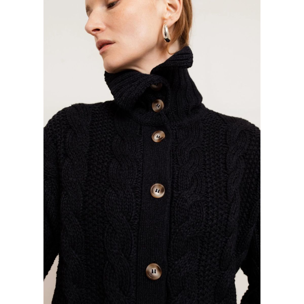 Paper Label Leni Cotton Cardigan — Midnight Blue - Public Mercantile