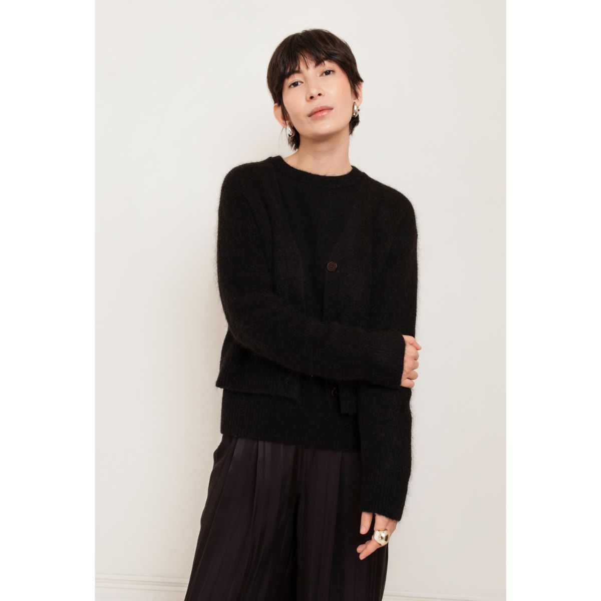 Paper Label Serena Mohair Cardigan — Black