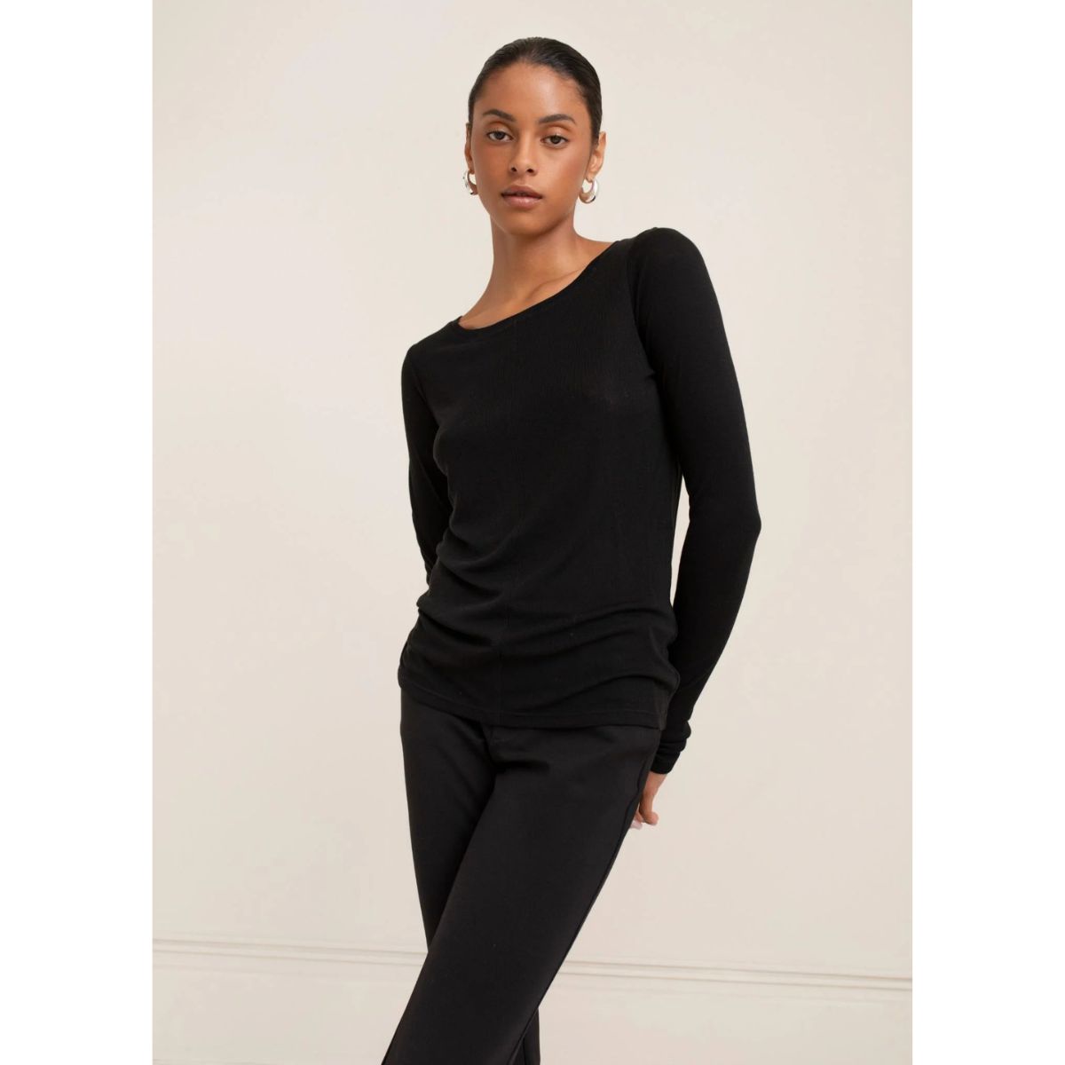 Paper Label Zuri Long-Sleeved Top — Black - Public Mercantile
