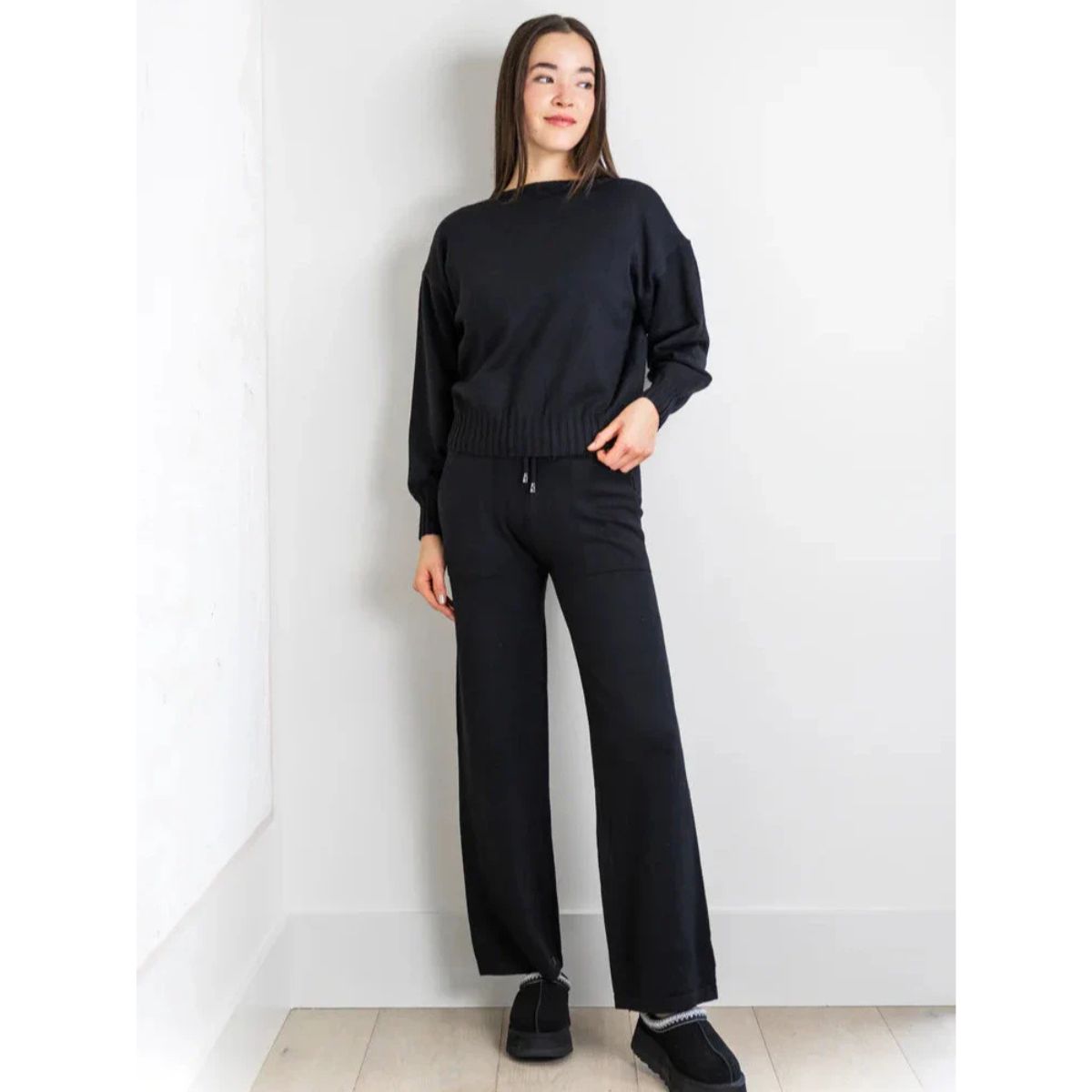Odette Knit Pant Set — Black