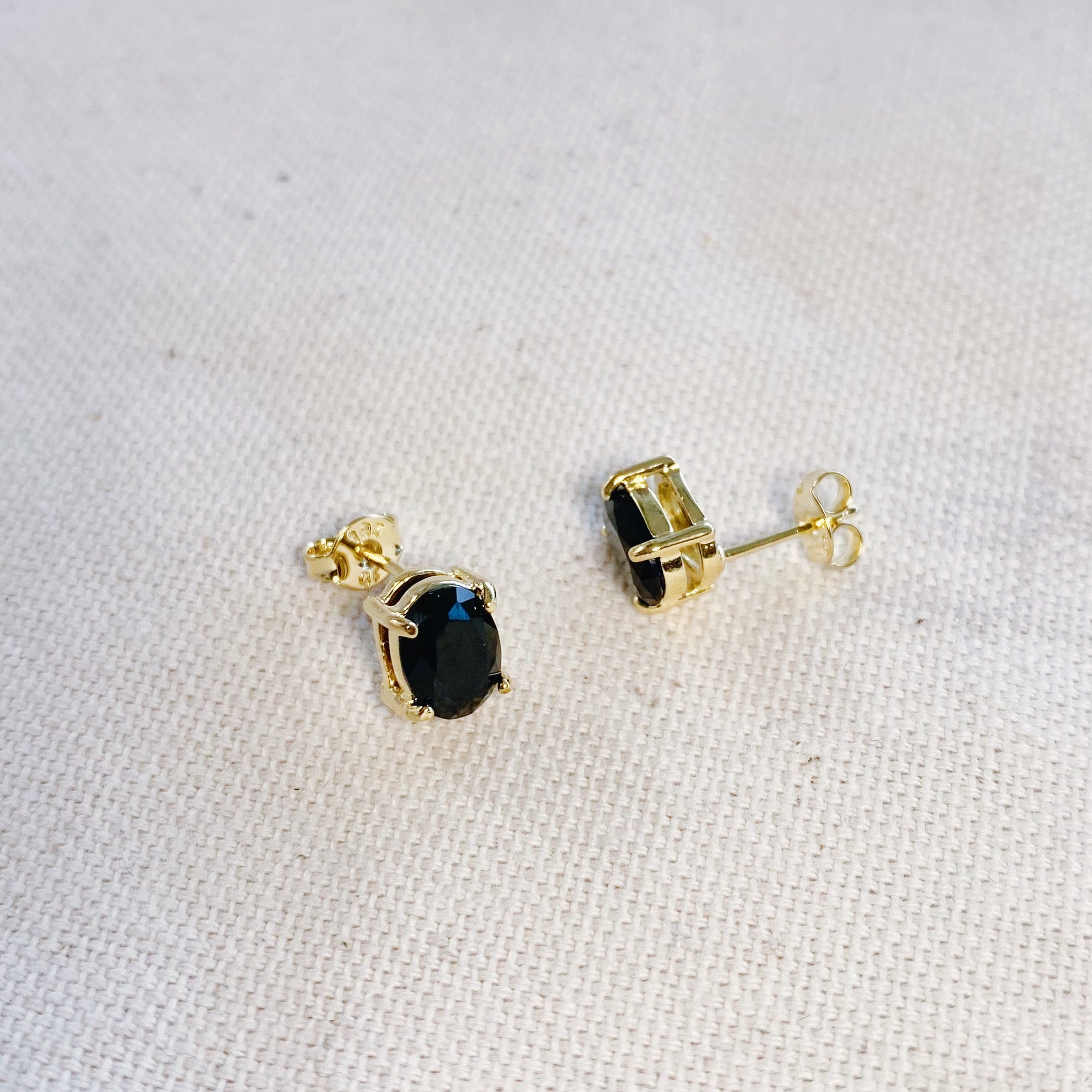 18k Gold Filled Black CZ Stud Earrings — Public Jewellery