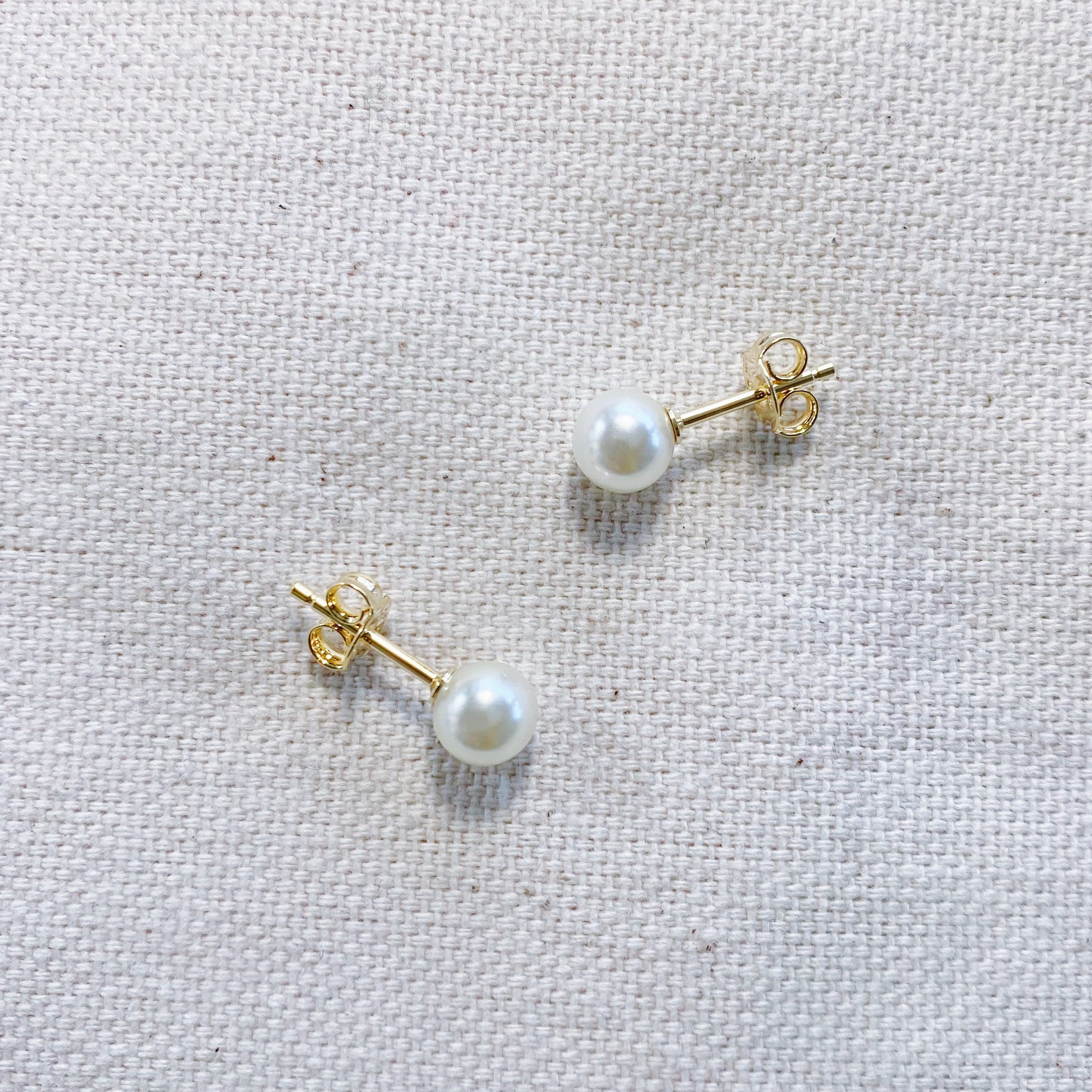 18k Gold Filled Pearl Stud Earrings — Public Jewellery