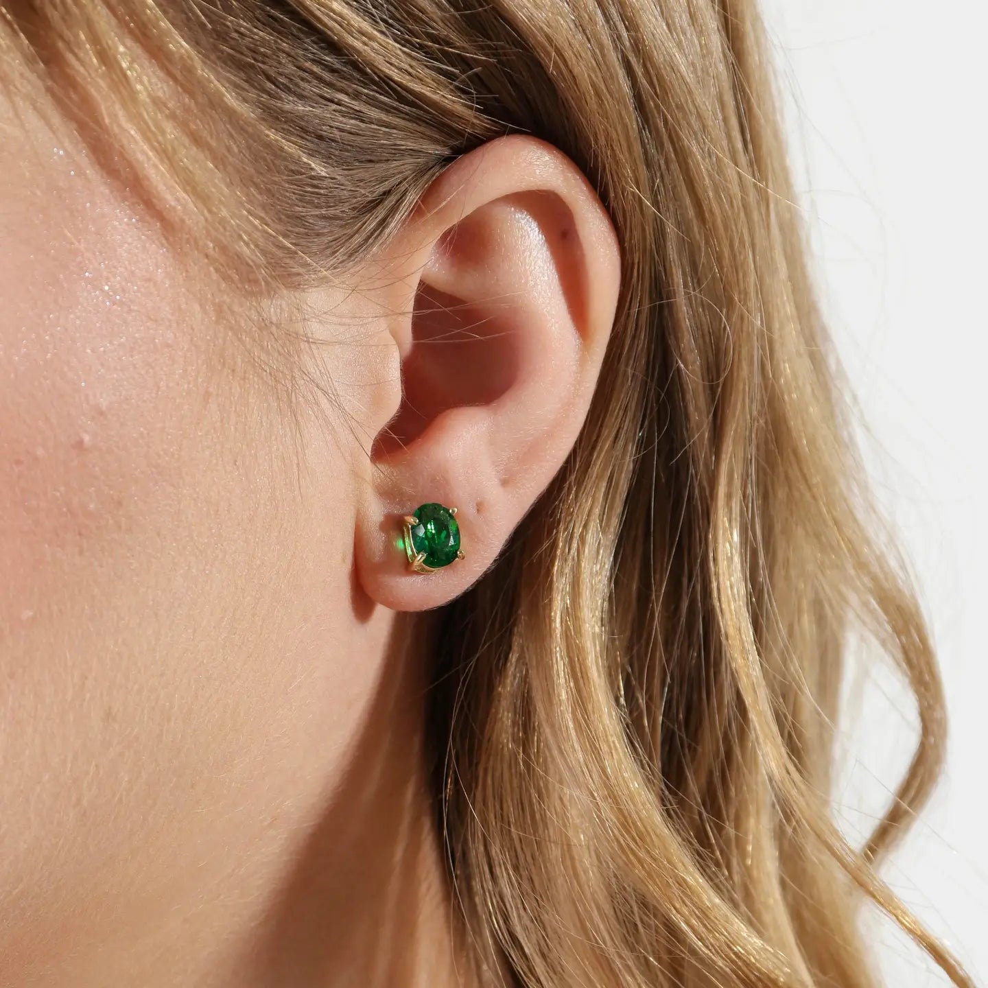 18k Gold Filled Emerald Stud Earrings — Public Jewellery