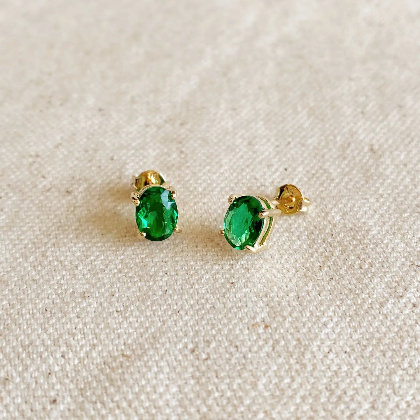 18k Gold Filled Emerald Stud Earrings — Public Jewellery