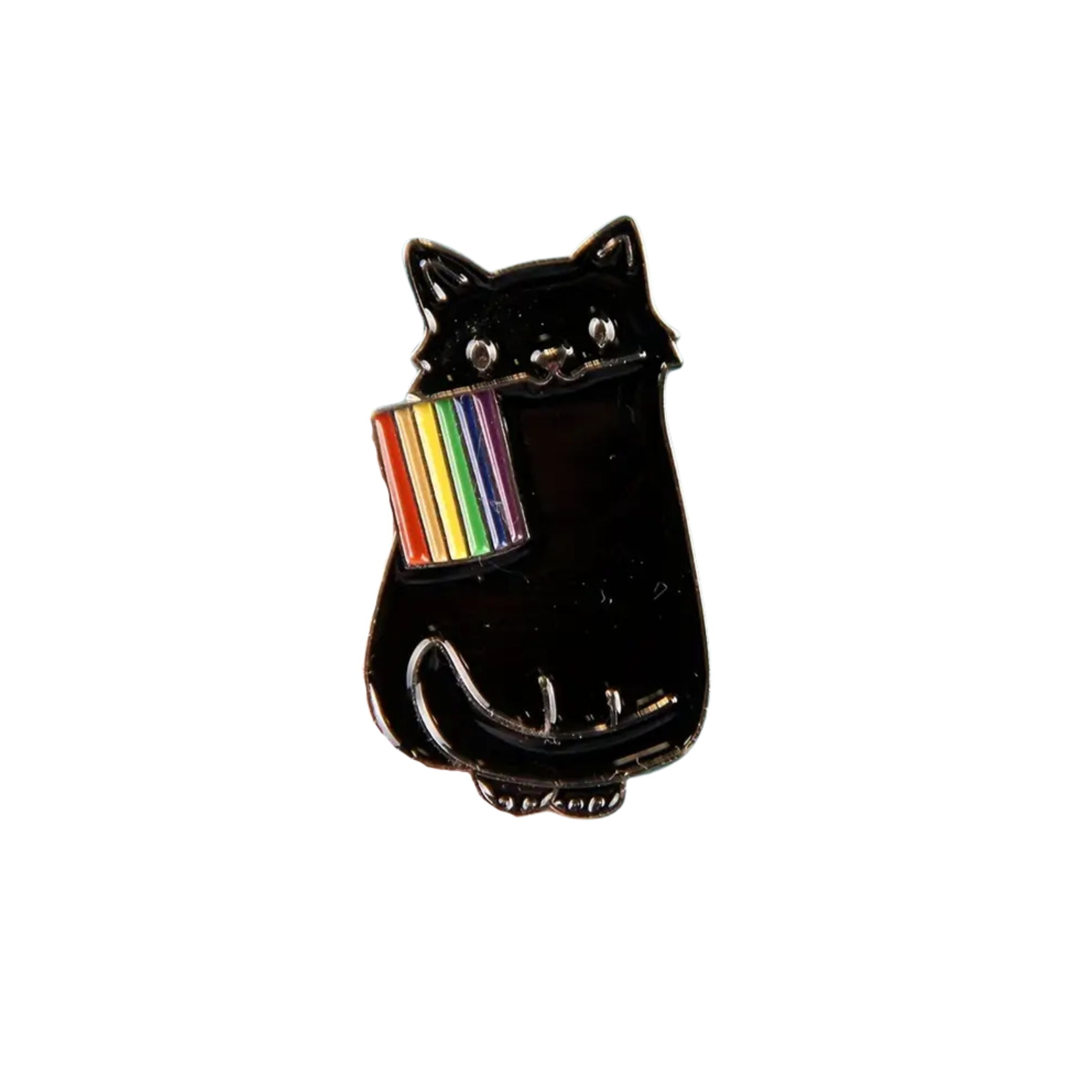 Rainbow Cat Enamel Pin - Black