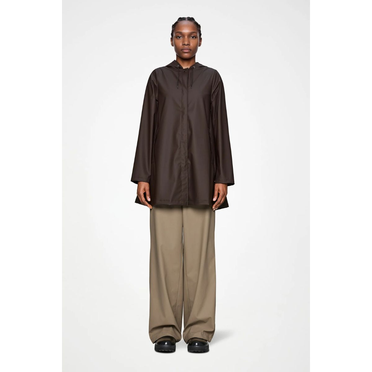 Rains A-Line W Jacket W3 — Bark - Public Mercantile