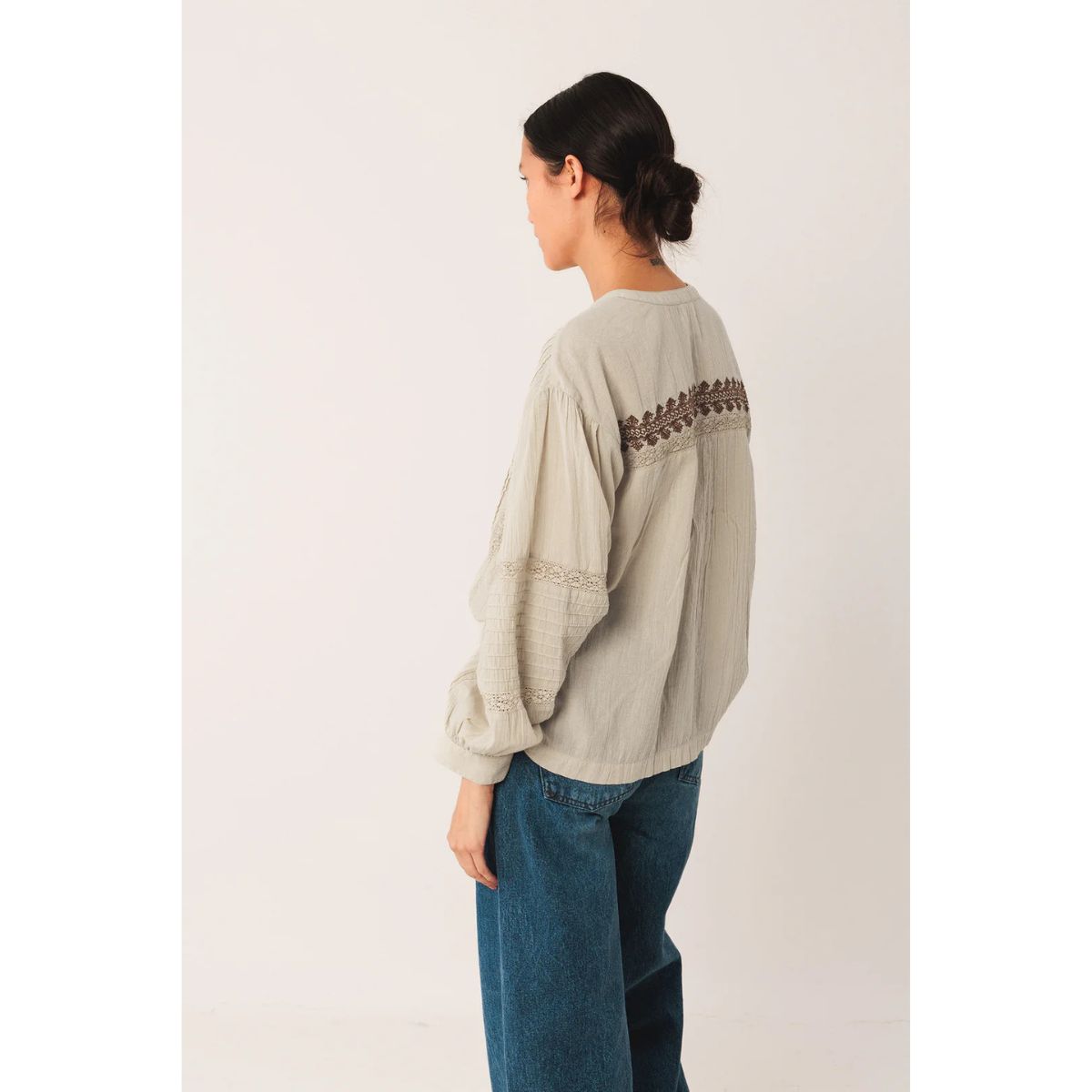 Organic Cotton Embroidered Shirt — Stone