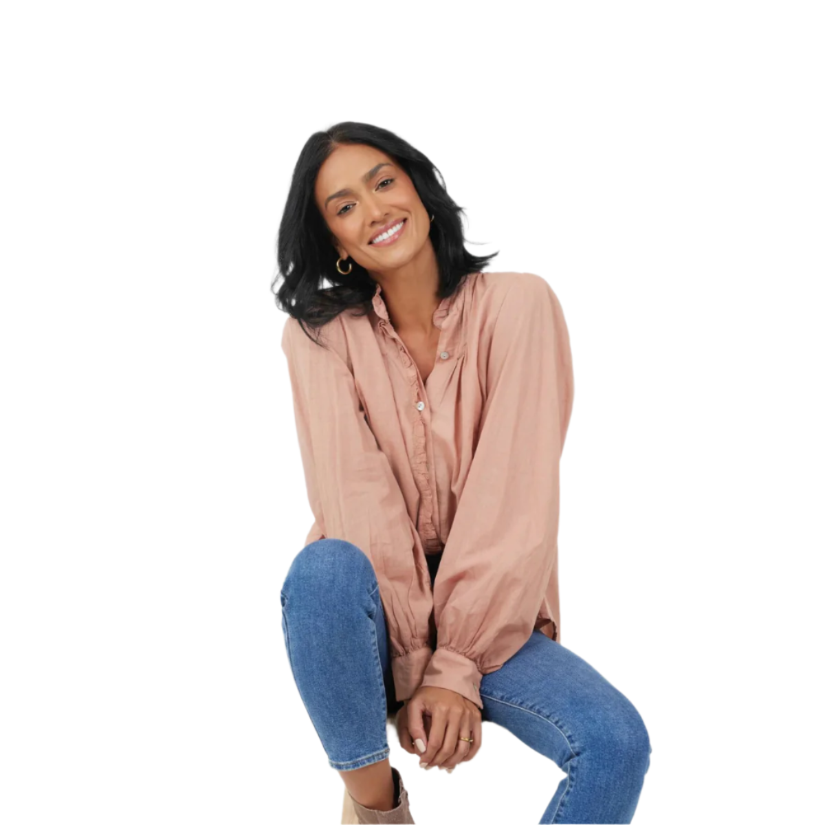 Suzy D London Casey Peasant Cotton Shirt — Antique Rose - Public Mercantile