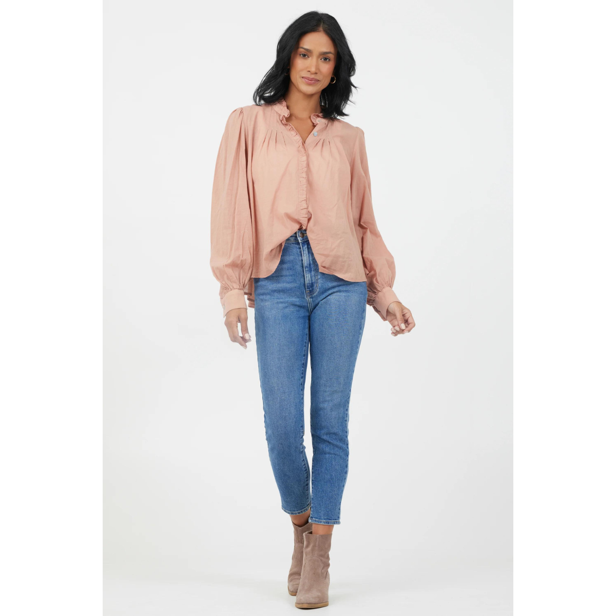 Suzy D London Casey Peasant Cotton Shirt — Antique Rose - Public Mercantile