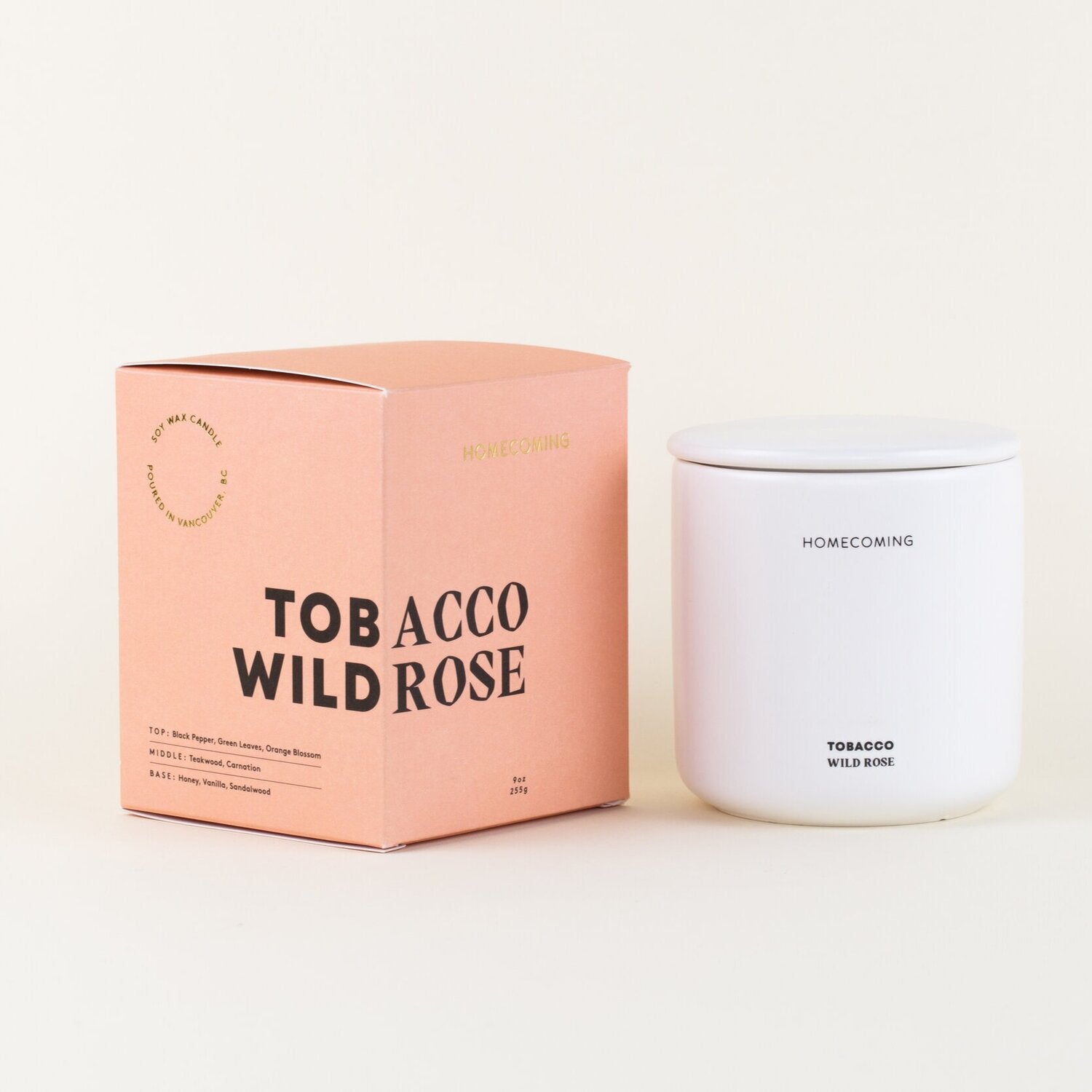 Tobacco Wild Rose Soy Wax Candle - Public Mercantile