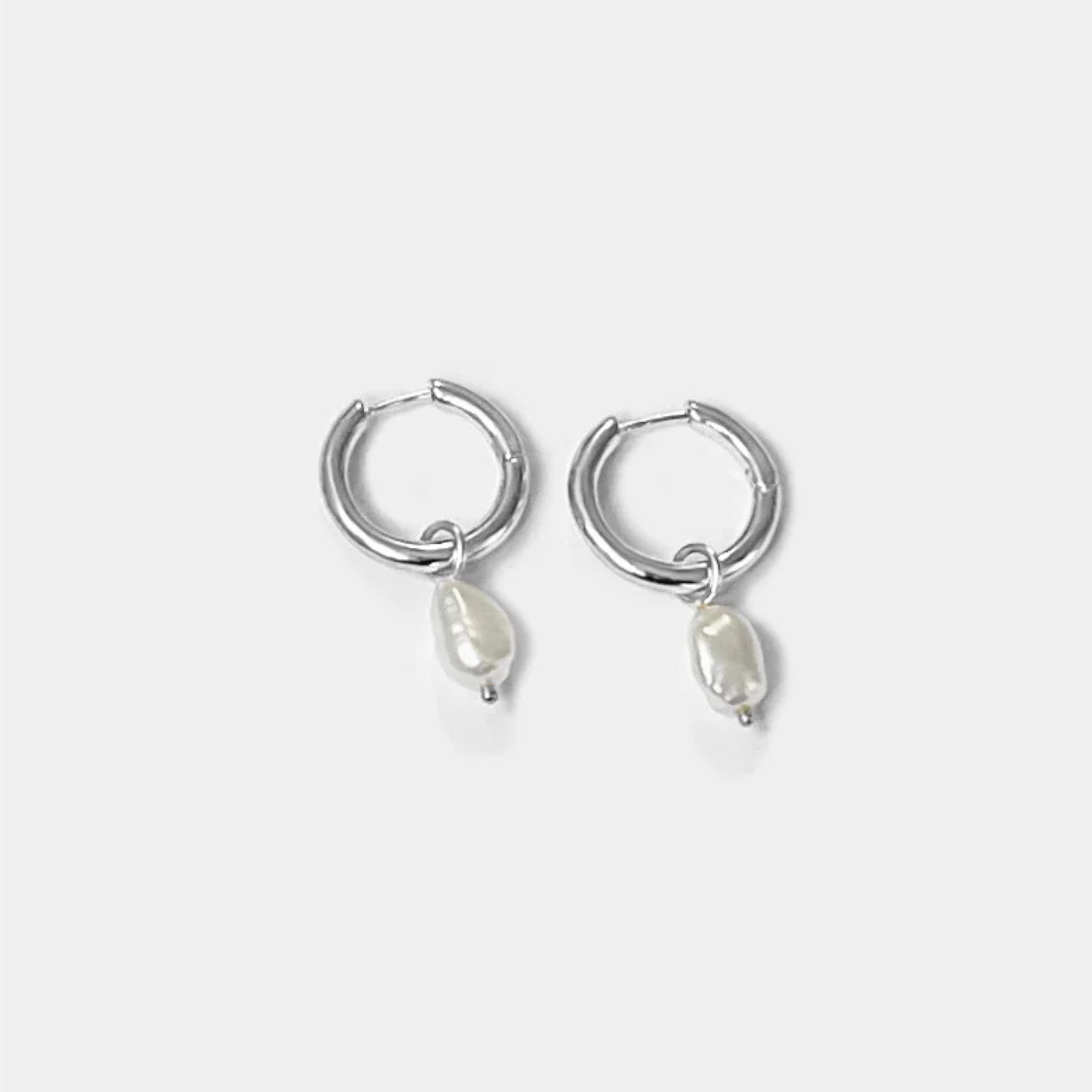 Uma Silver Hoops + Pearl Drop Charm - Kara Yoo