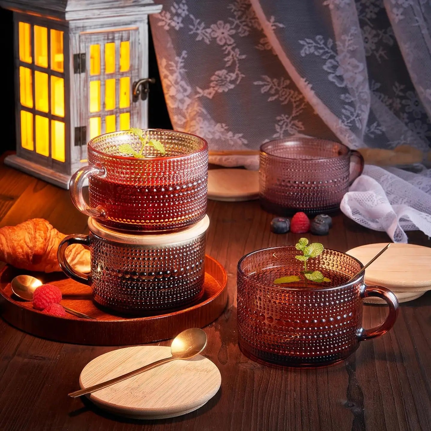 Vintage Hobnail Glass Coffee Mugs - Public Mercantile