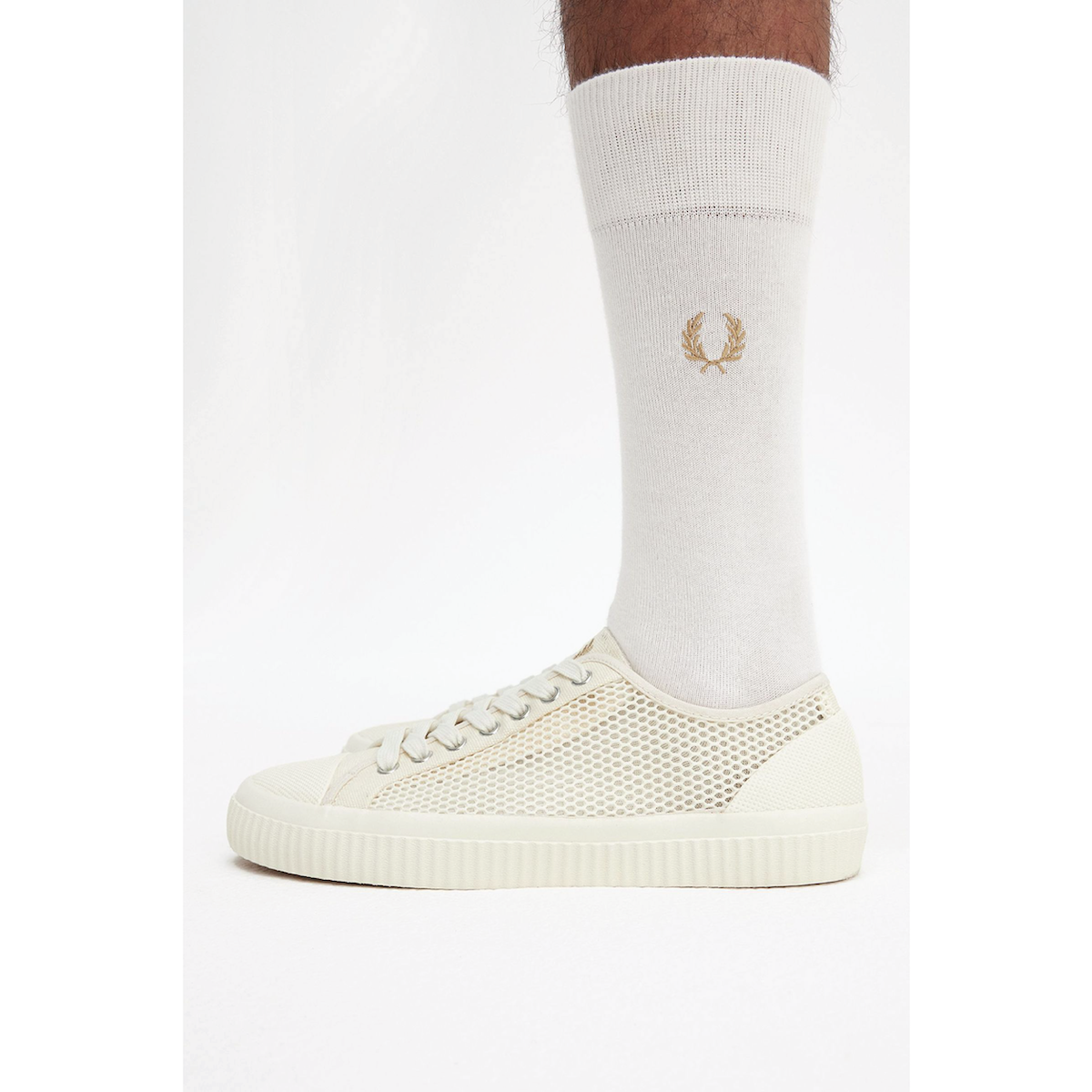 Fred Perry Hughes Mesh Plimsoll Shoe — Ecru/Warm Stone - Public Mercantile