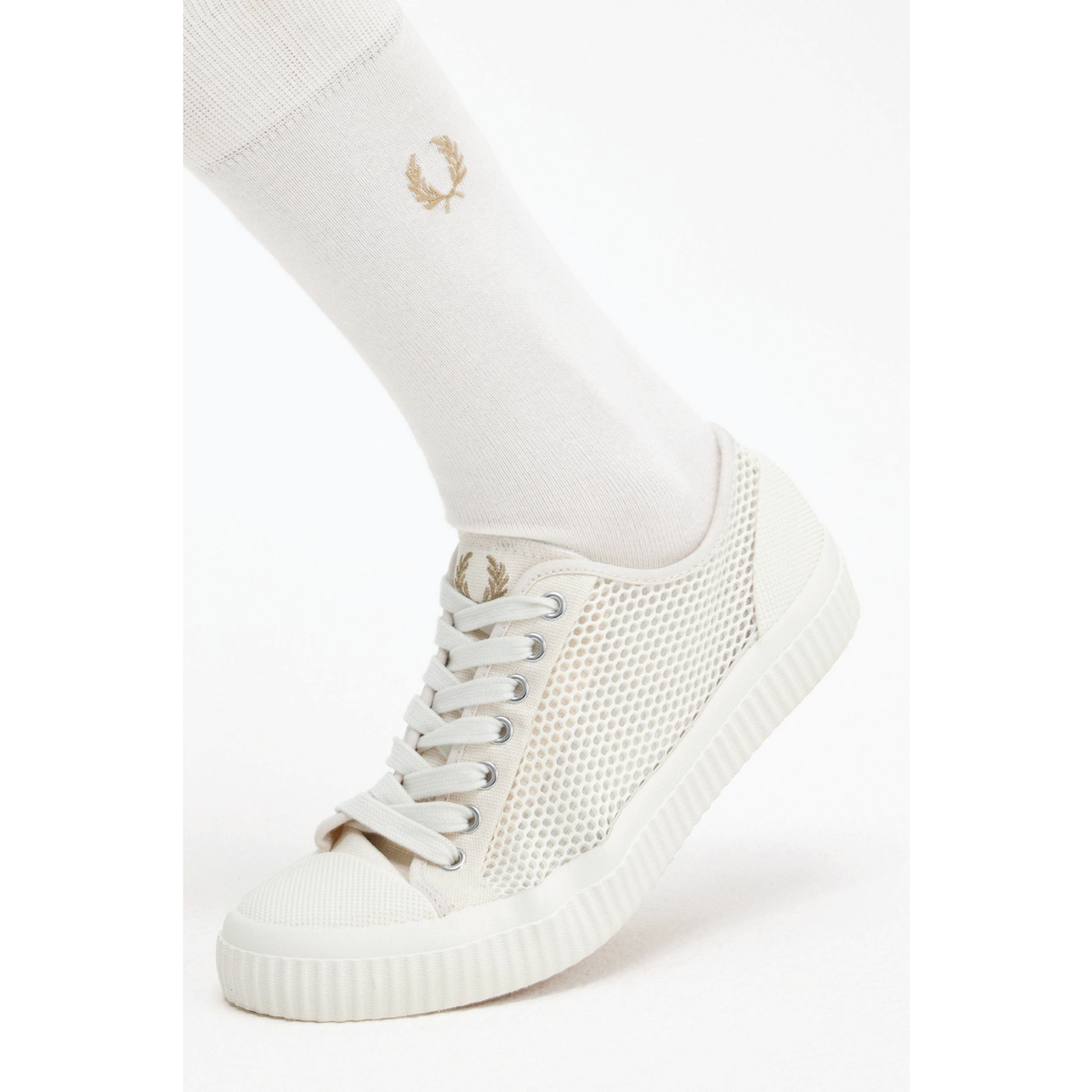 Fred Perry Hughes Mesh Plimsoll Shoe — Ecru/Warm Stone - Public Mercantile