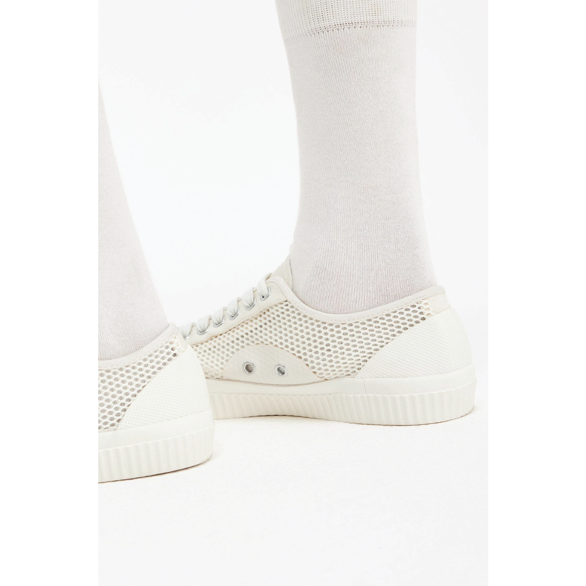 Fred Perry Hughes Mesh Plimsoll Shoe — Ecru/Warm Stone - Public Mercantile