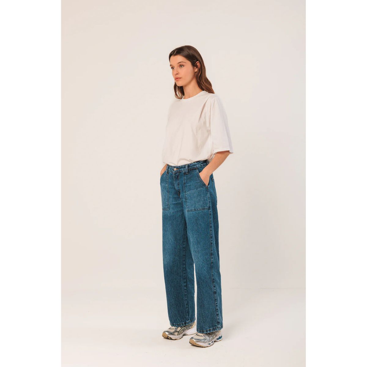 Washed French Front Denim Pants