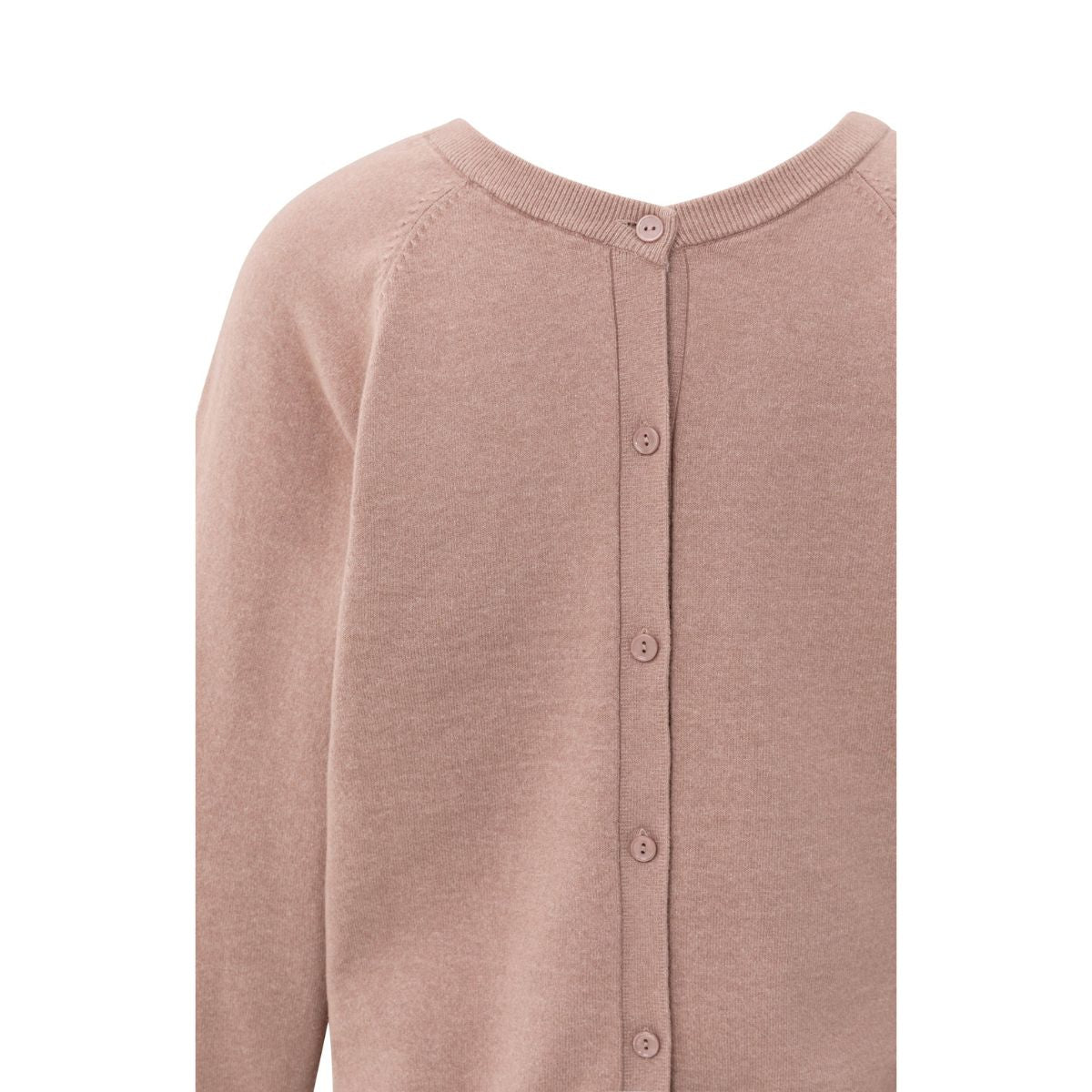 YAYA Back-Button V-Neck Sweater — Blush Pink