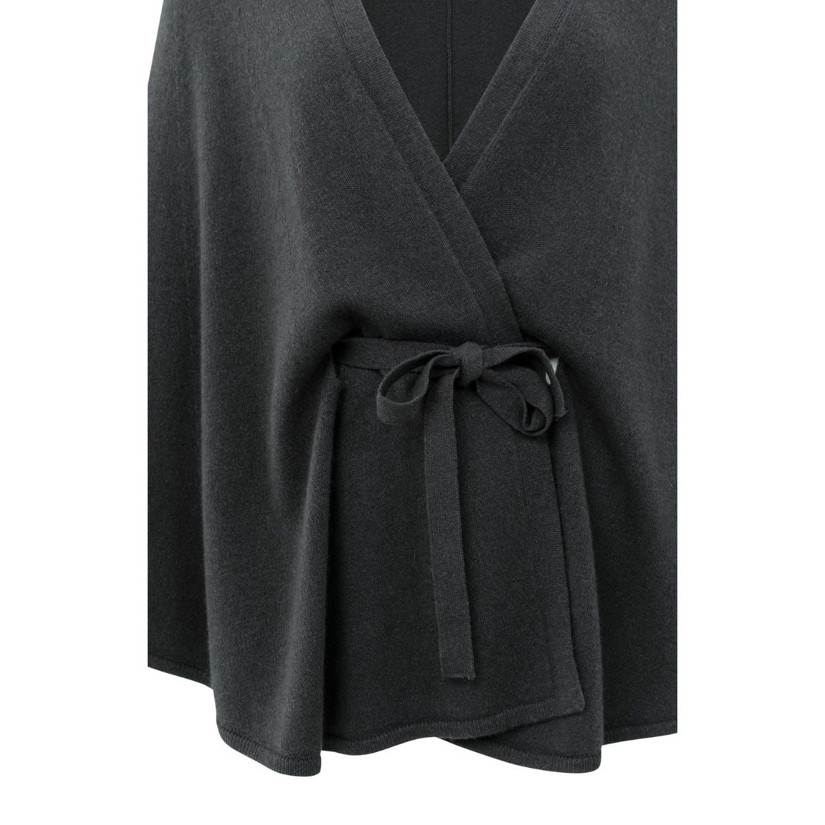 YAYA Cashmere Knitted Poncho — Oyster Black