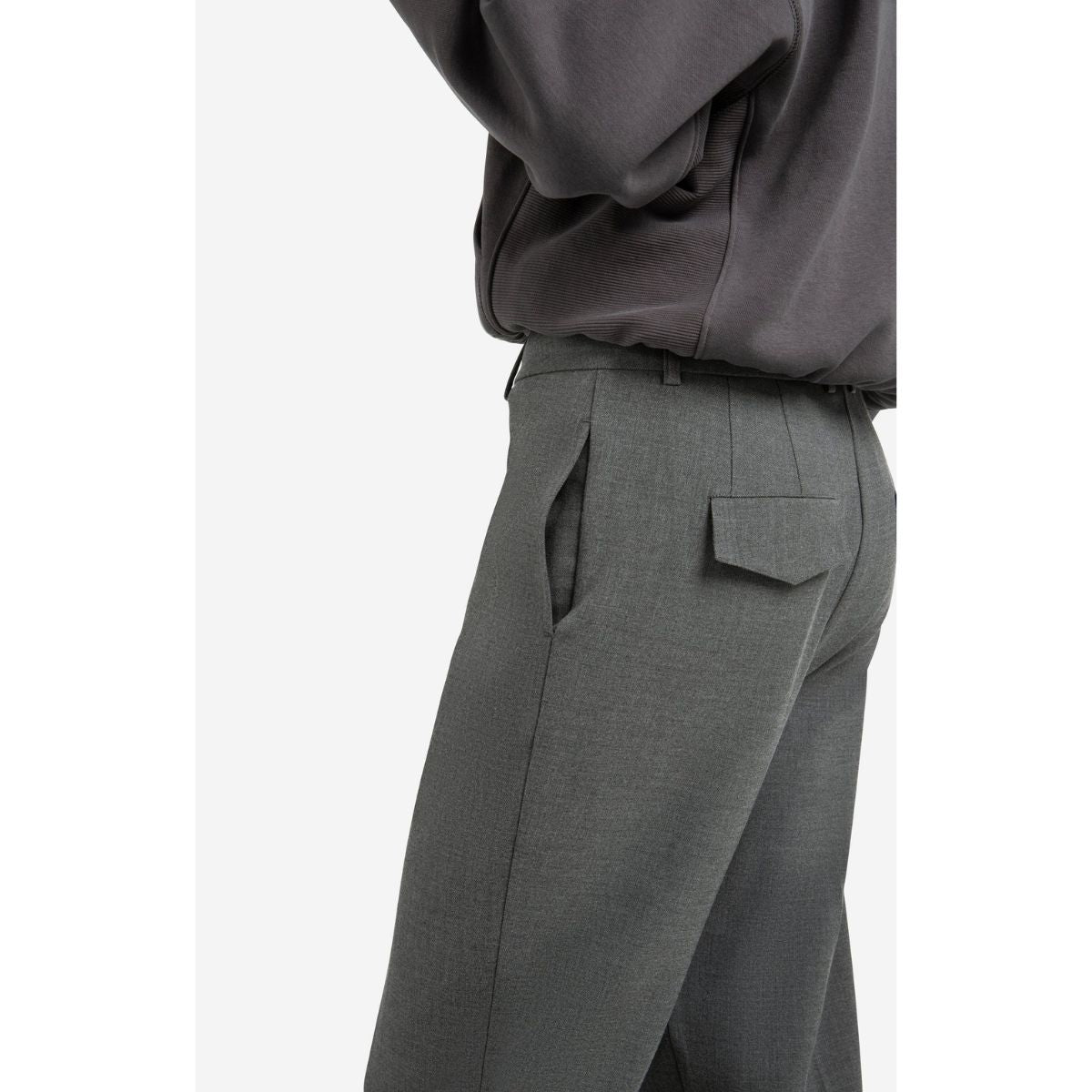 YAYA Highwaisted Straight Trousers — Black Oyster Melange